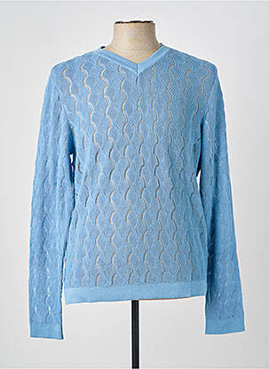 Pull col v manches longues bleu PIERRE TALAMON homme