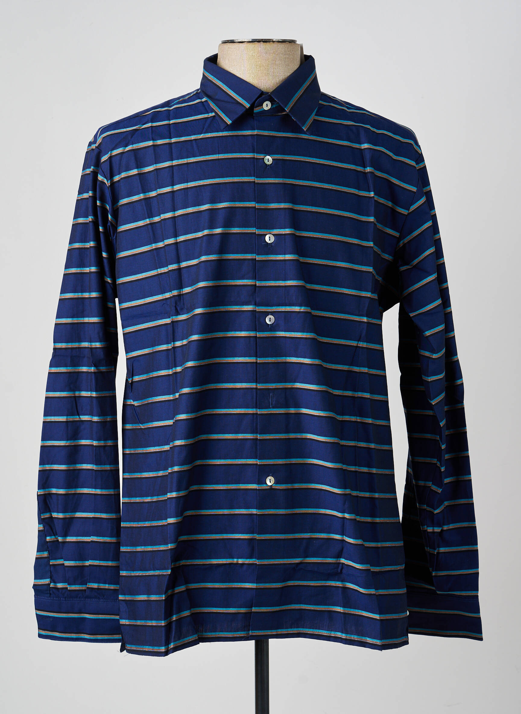 Chemise manches longues coupe droite bleu PIERRE TALAMON homme