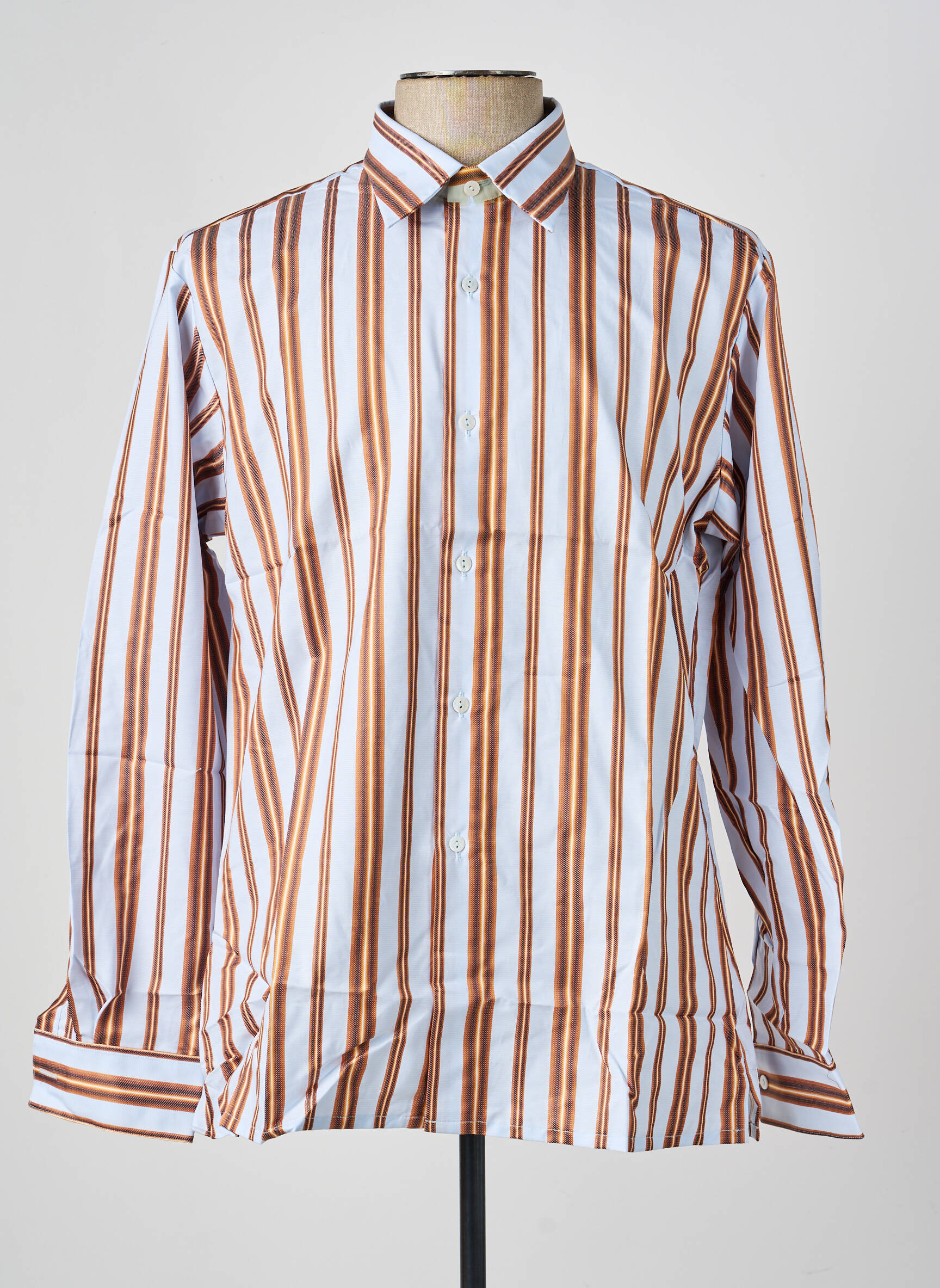Chemise manches longues coupe droite marron PIERRE TALAMON homme