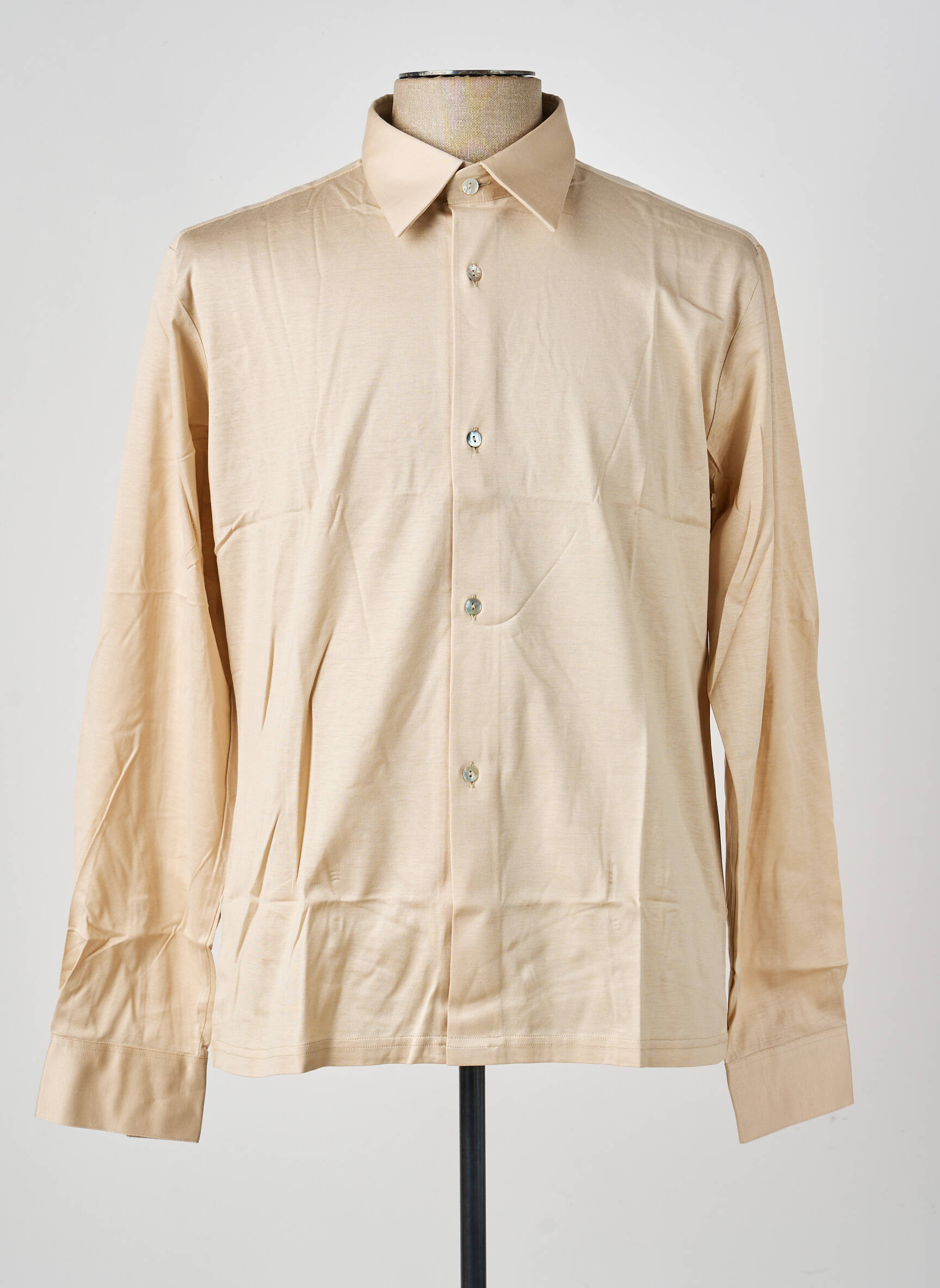 Chemise manches longues coupe droite beige PIERRE TALAMON homme