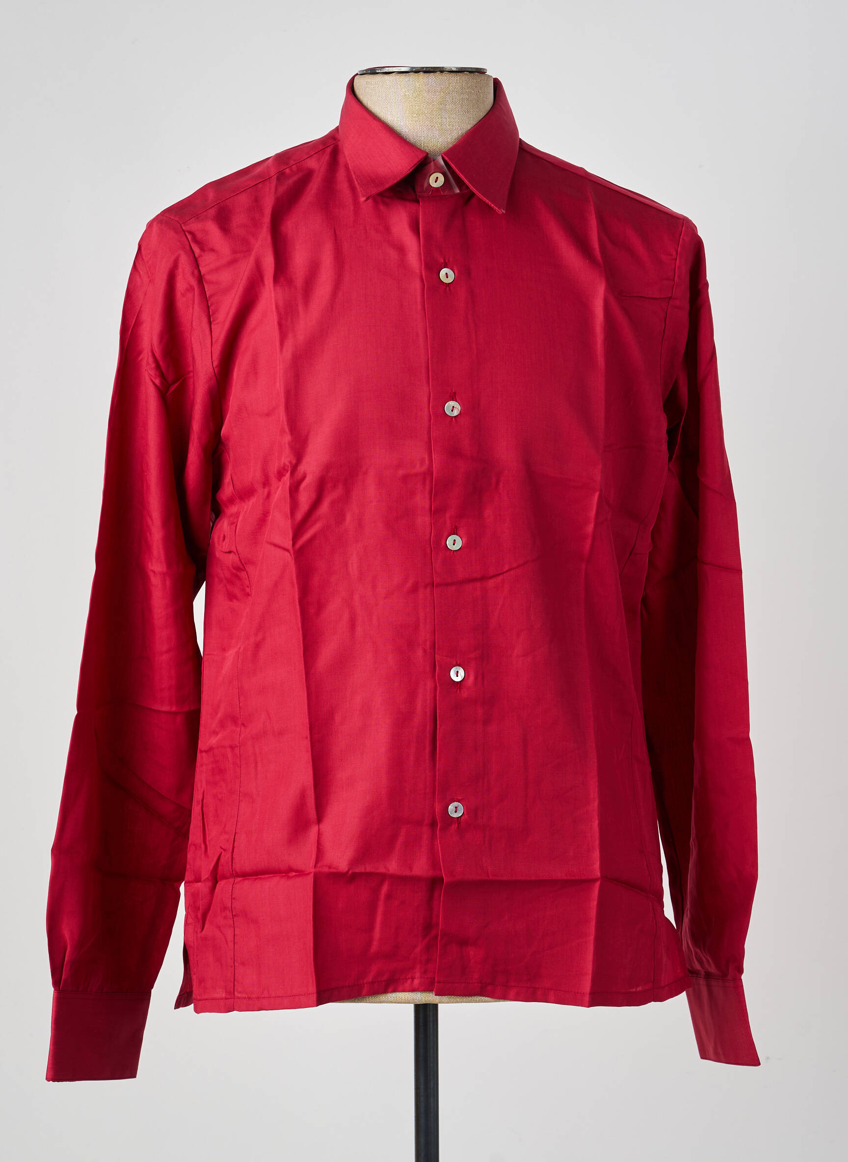 Chemise manches longues coupe droite rouge PIERRE TALAMON homme