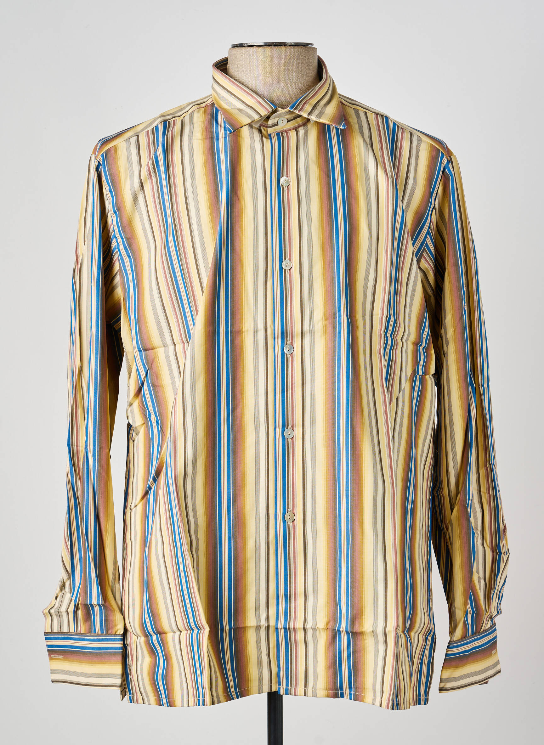 Chemise manches longues coupe droite jaune PIERRE TALAMON homme