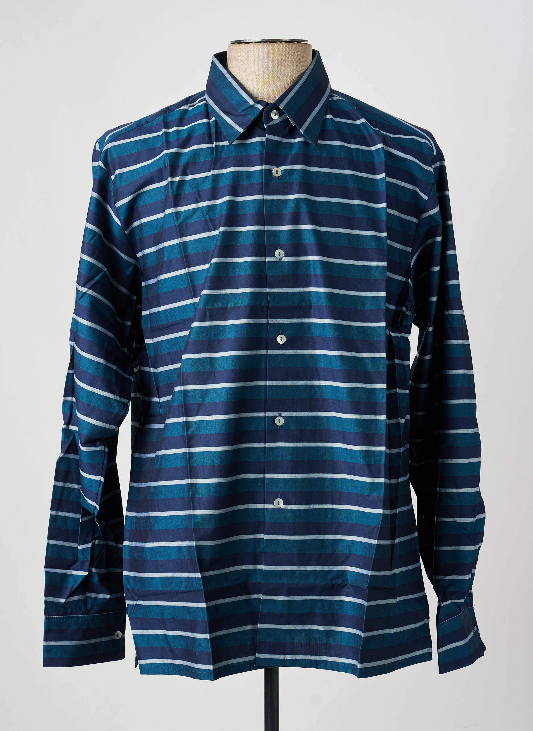 Chemise manches longues coupe droite bleu PIERRE TALAMON homme