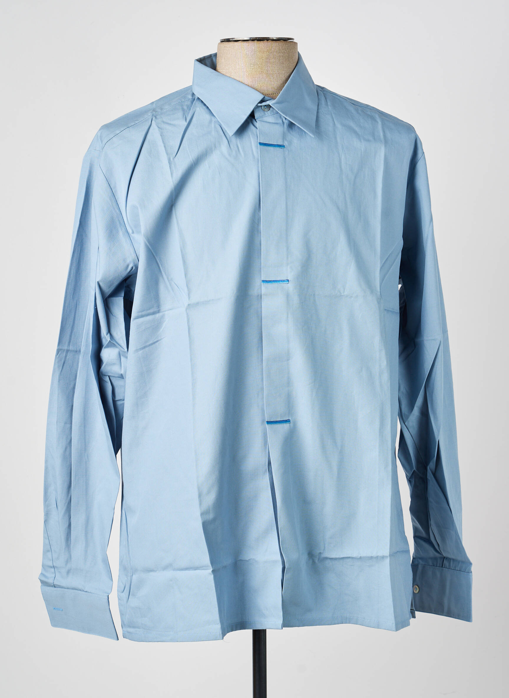 Chemise manches longues coupe droite bleu PIERRE TALAMON homme