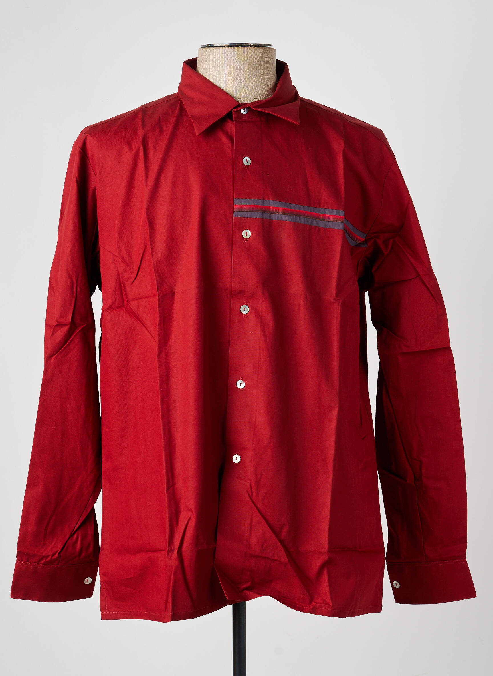 Chemise manches longues coupe droite rouge PIERRE TALAMON homme
