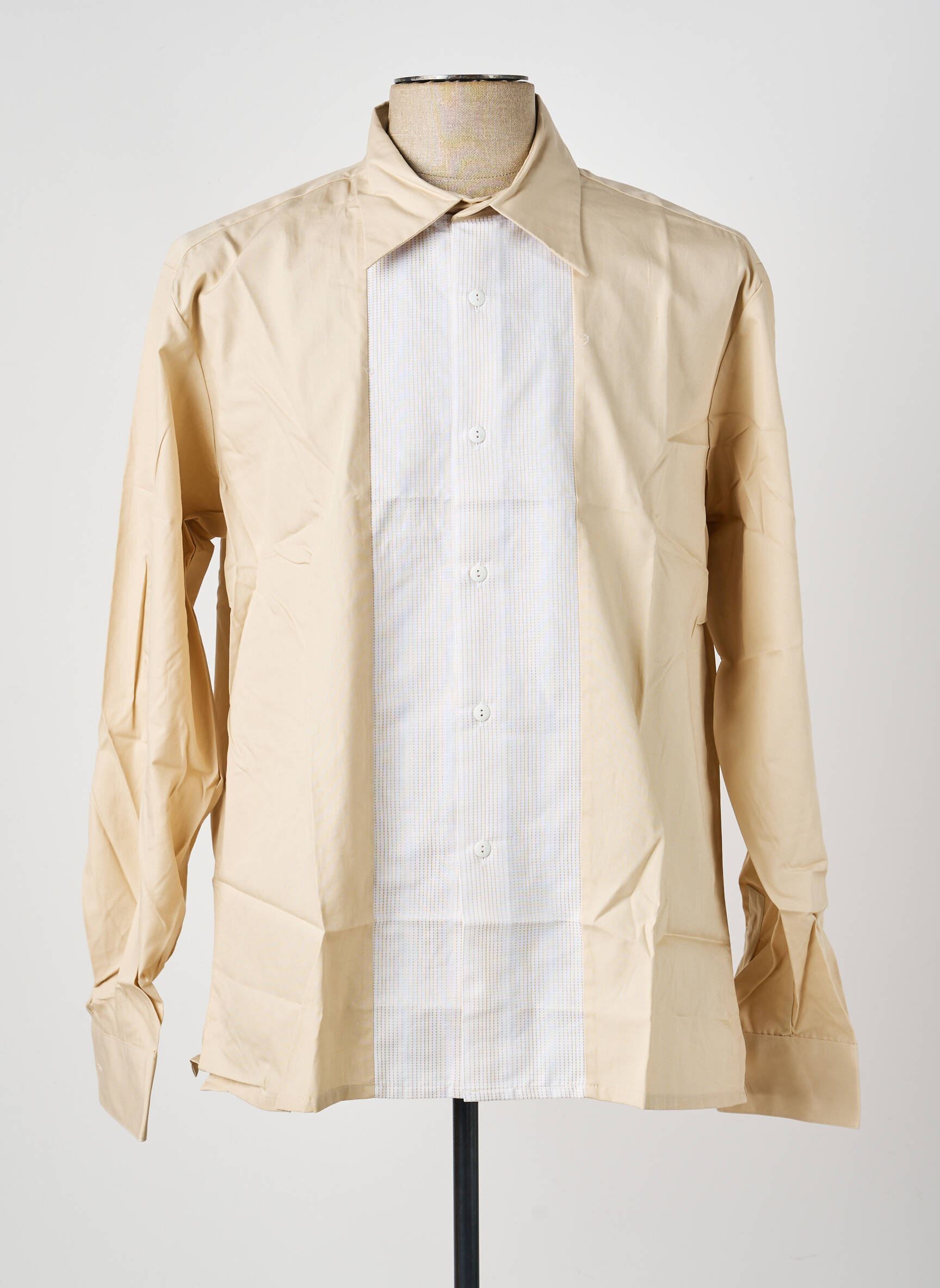 Chemise manches longues coupe droite beige PIERRE TALAMON homme