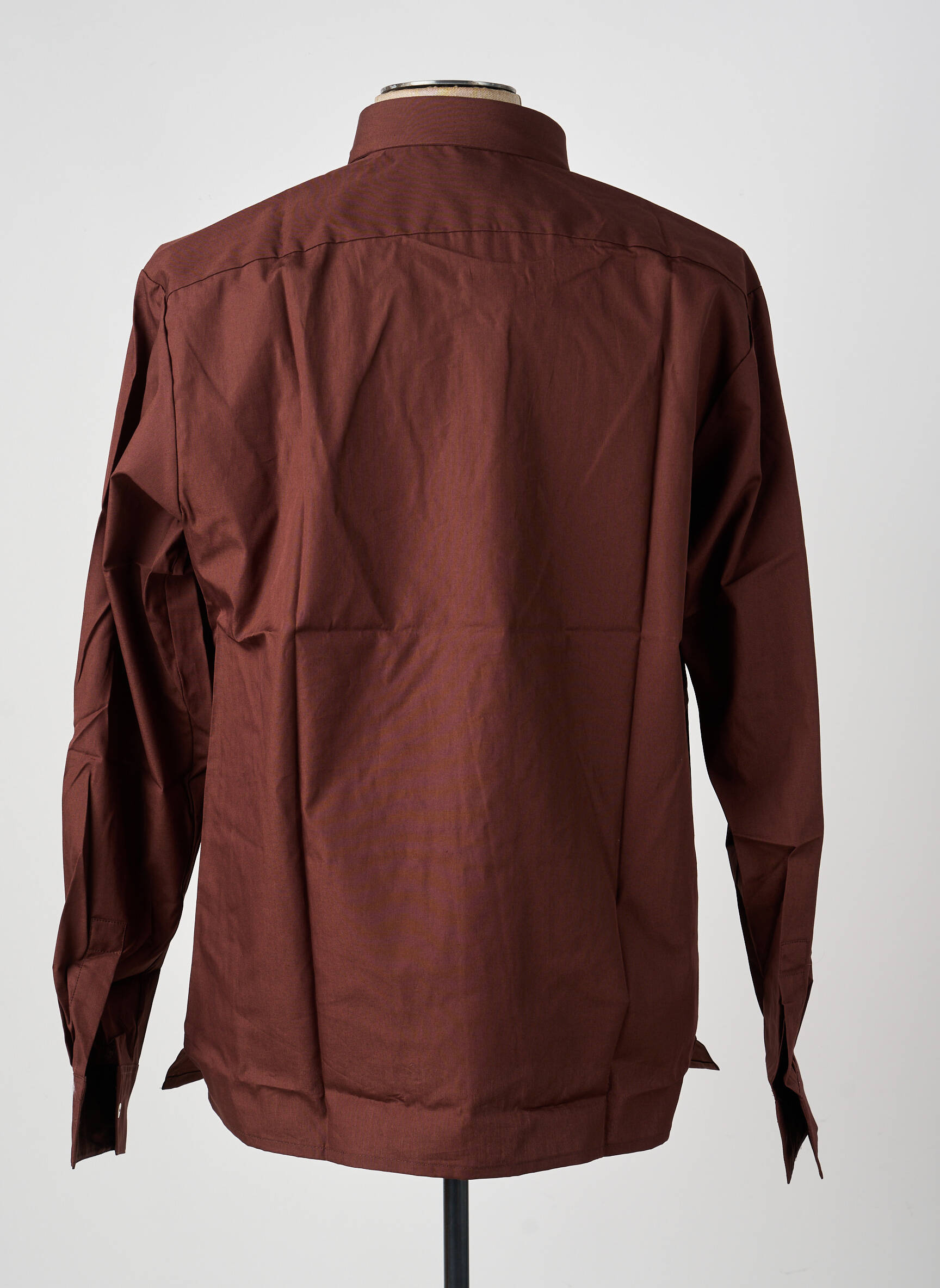 Chemise manches longues coupe droite marron PIERRE TALAMON homme