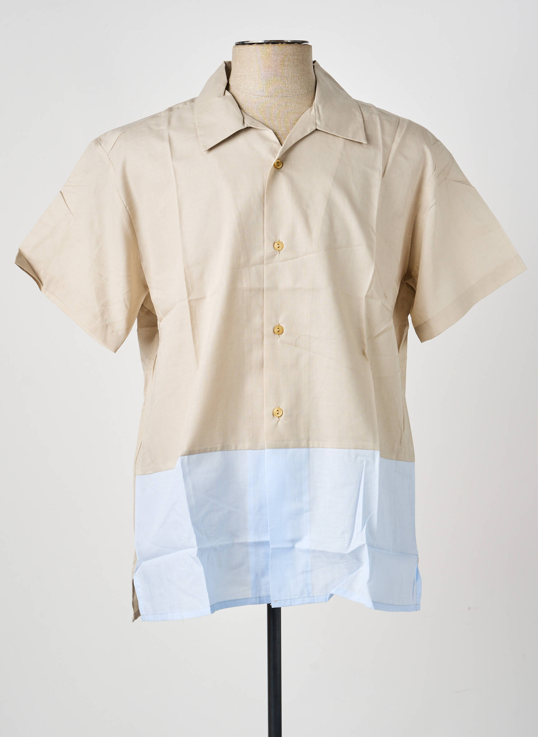 Chemise manches courtes coupe droite beige PIERRE TALAMON homme