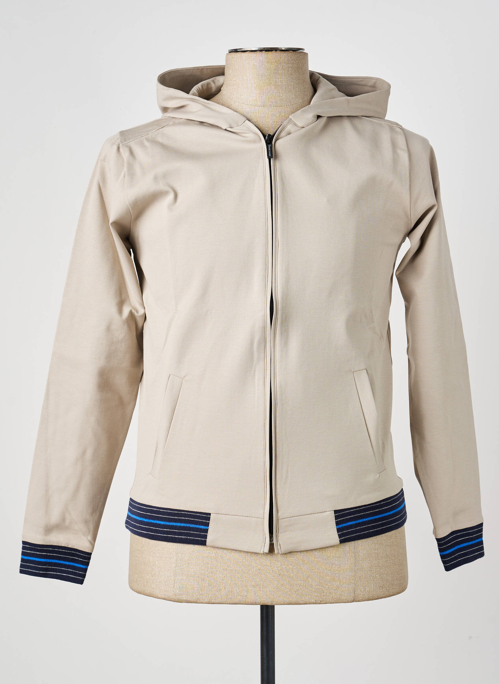 Veste casual resserrée sur le bas beige PIERRE TALAMON homme
