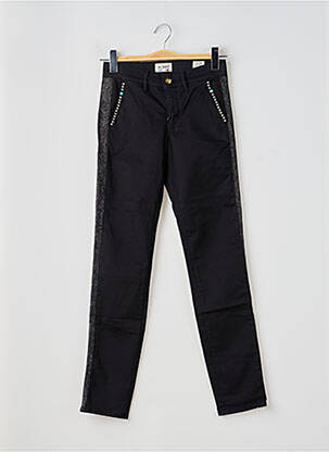 Pantalon chino fermeture zippée sous rabat boutonné taille normale noir HAPPY femme