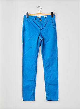 Pantalon chino tissage popeline taille normale bleu HAPPY femme