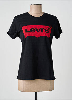 T-shirt sérigraphie floquée manches courtes noir LEVI'S femme
