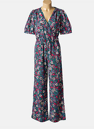 Combi-pantalon fermeture boutonnée au dos manches courtes bleu LA PETITE ETOILE femme