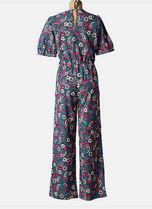 Combi-pantalon fermeture boutonnée au dos manches courtes bleu LA PETITE ETOILE femme