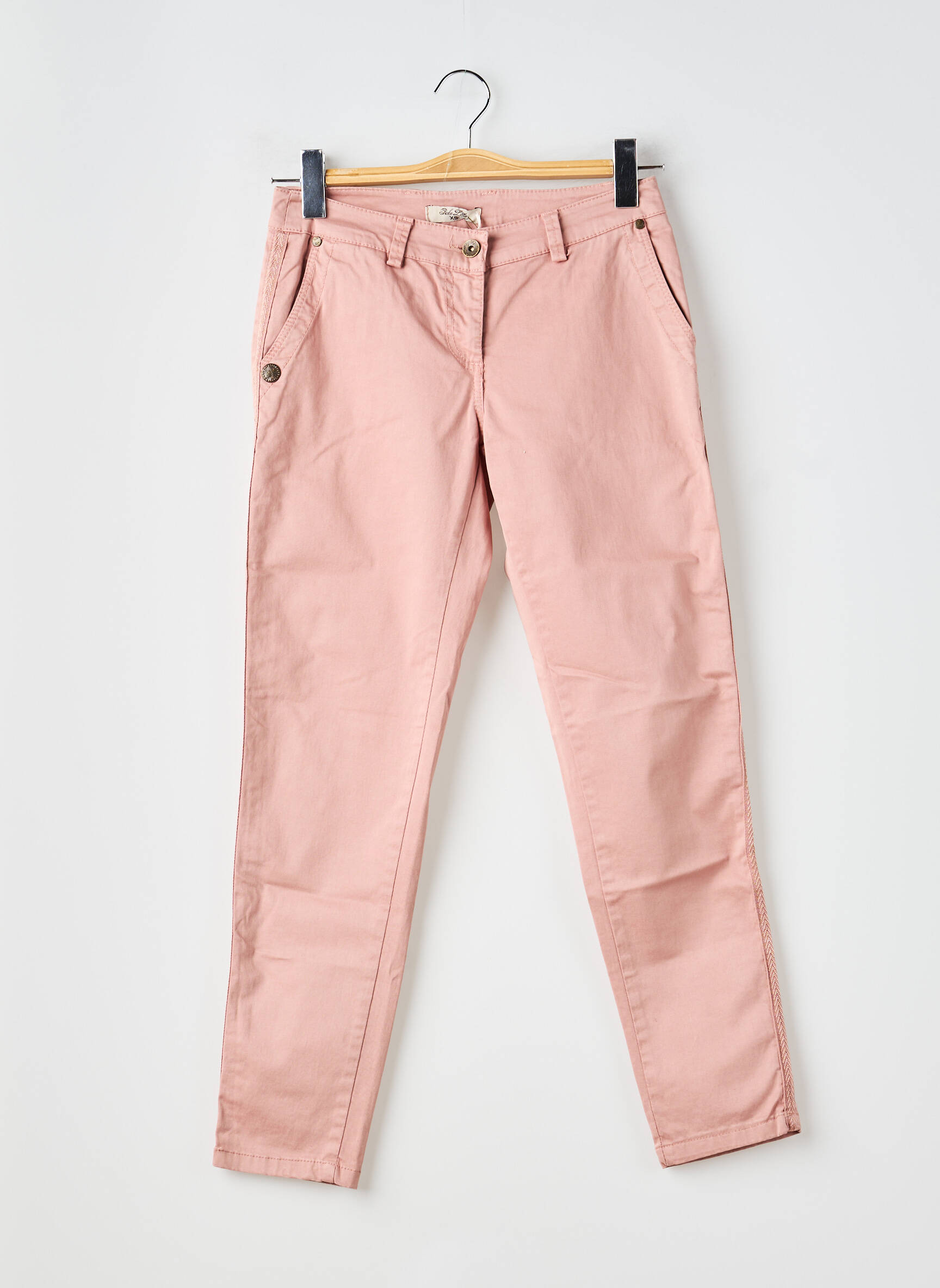 Pantalon chino tissage popeline taille normale rose PAKO LITTO femme