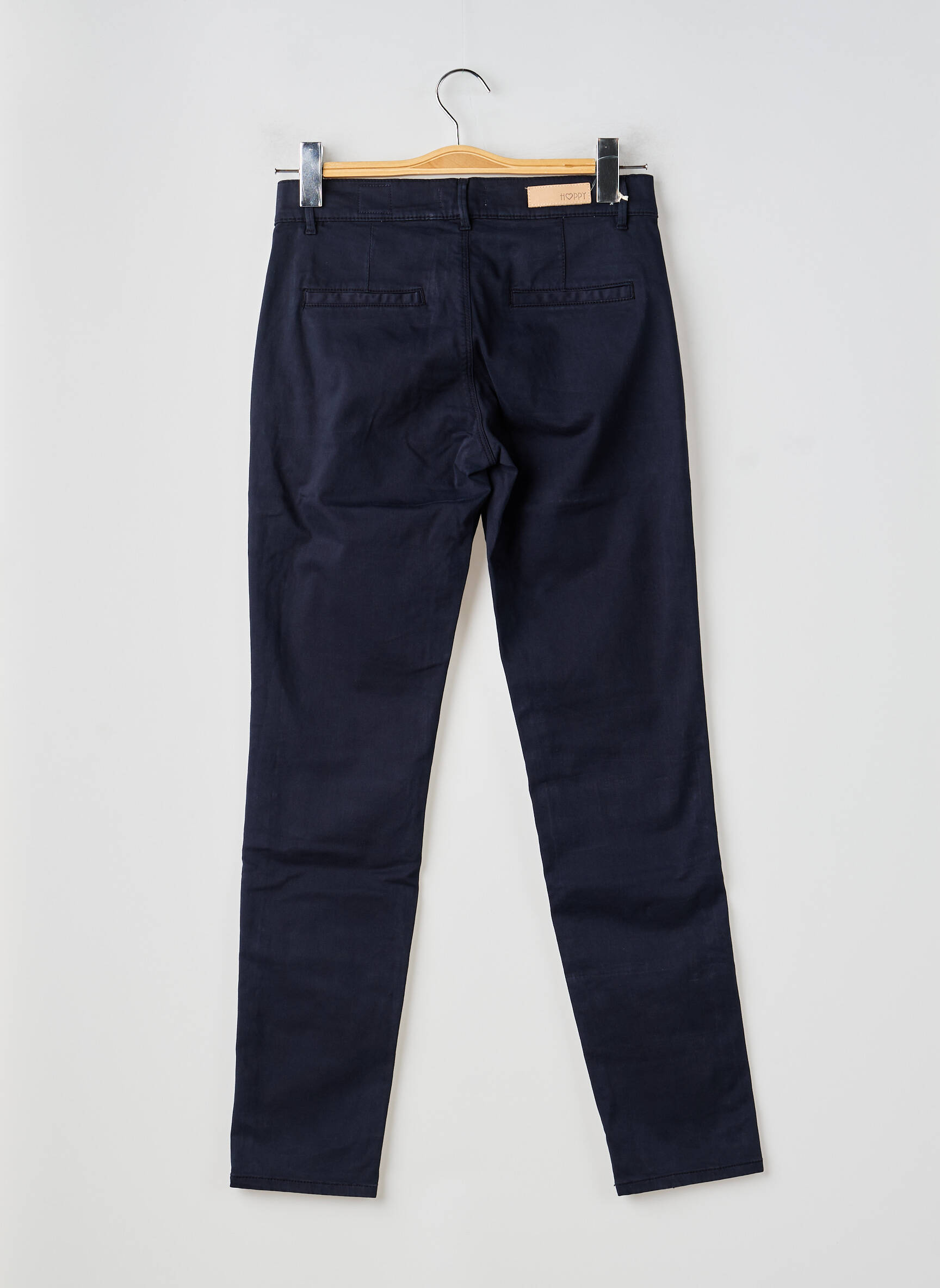 Pantalon chino tissage popeline taille normale bleu HAPPY femme