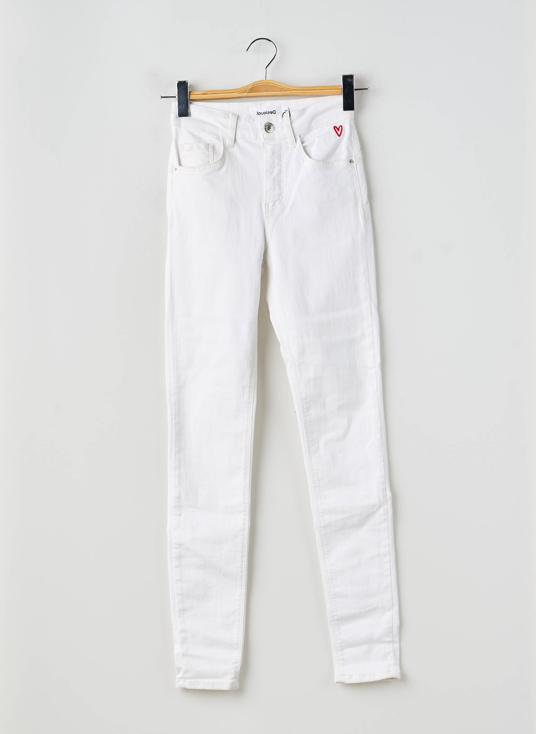Jeans coupe slim stretch taille normale blanc DESIGUAL femme