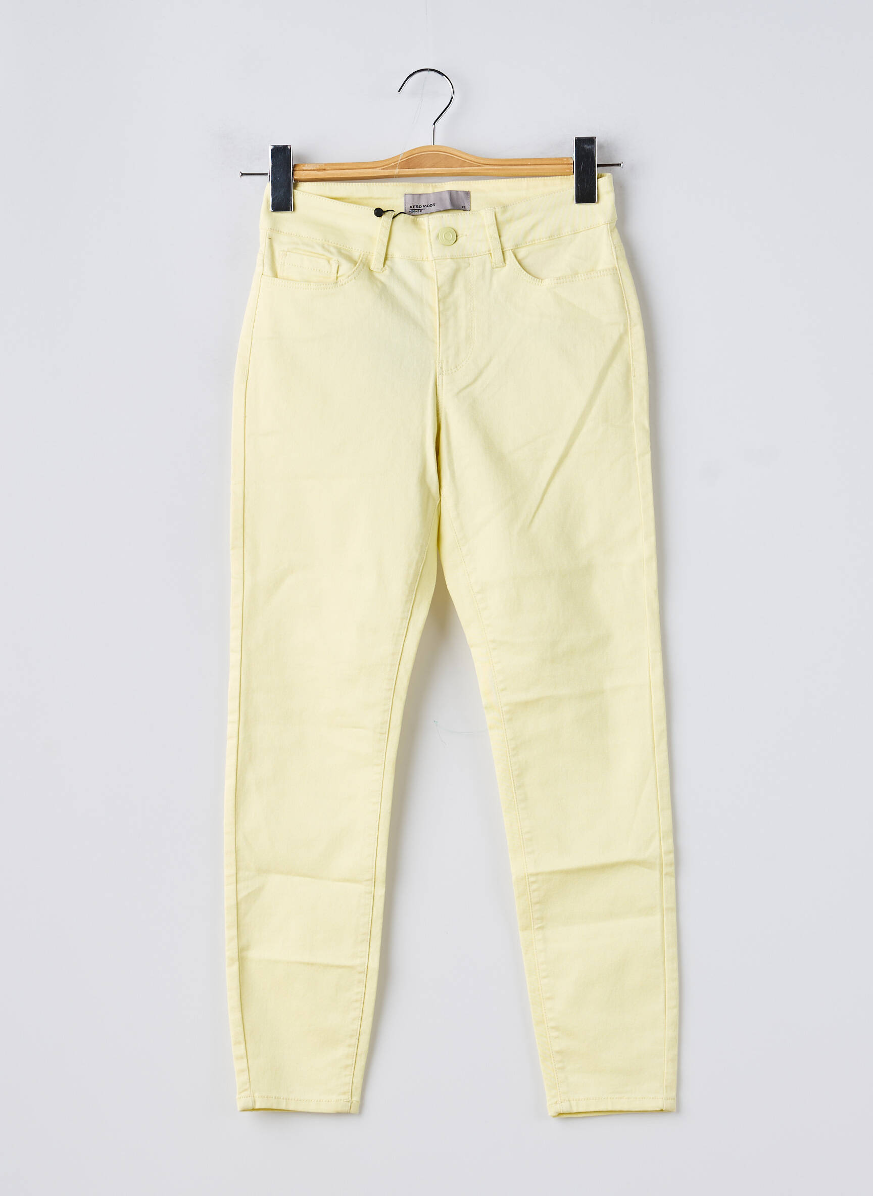 Pantalon slim tissage popeline taille normale jaune VERO MODA femme