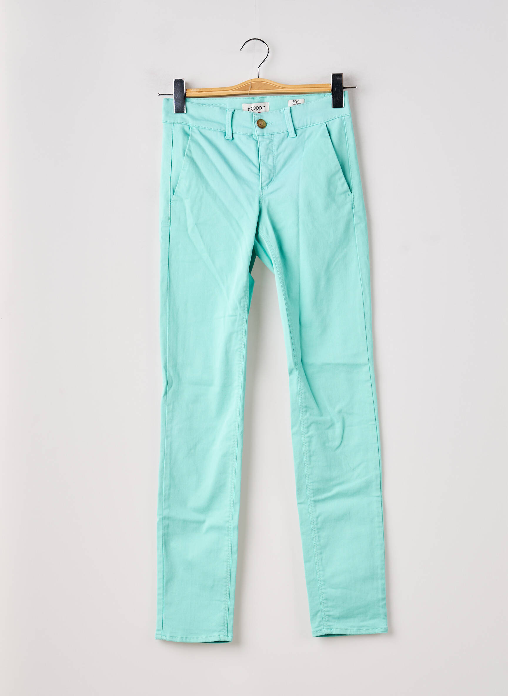 Pantalon chino tissage popeline taille normale bleu HAPPY femme
