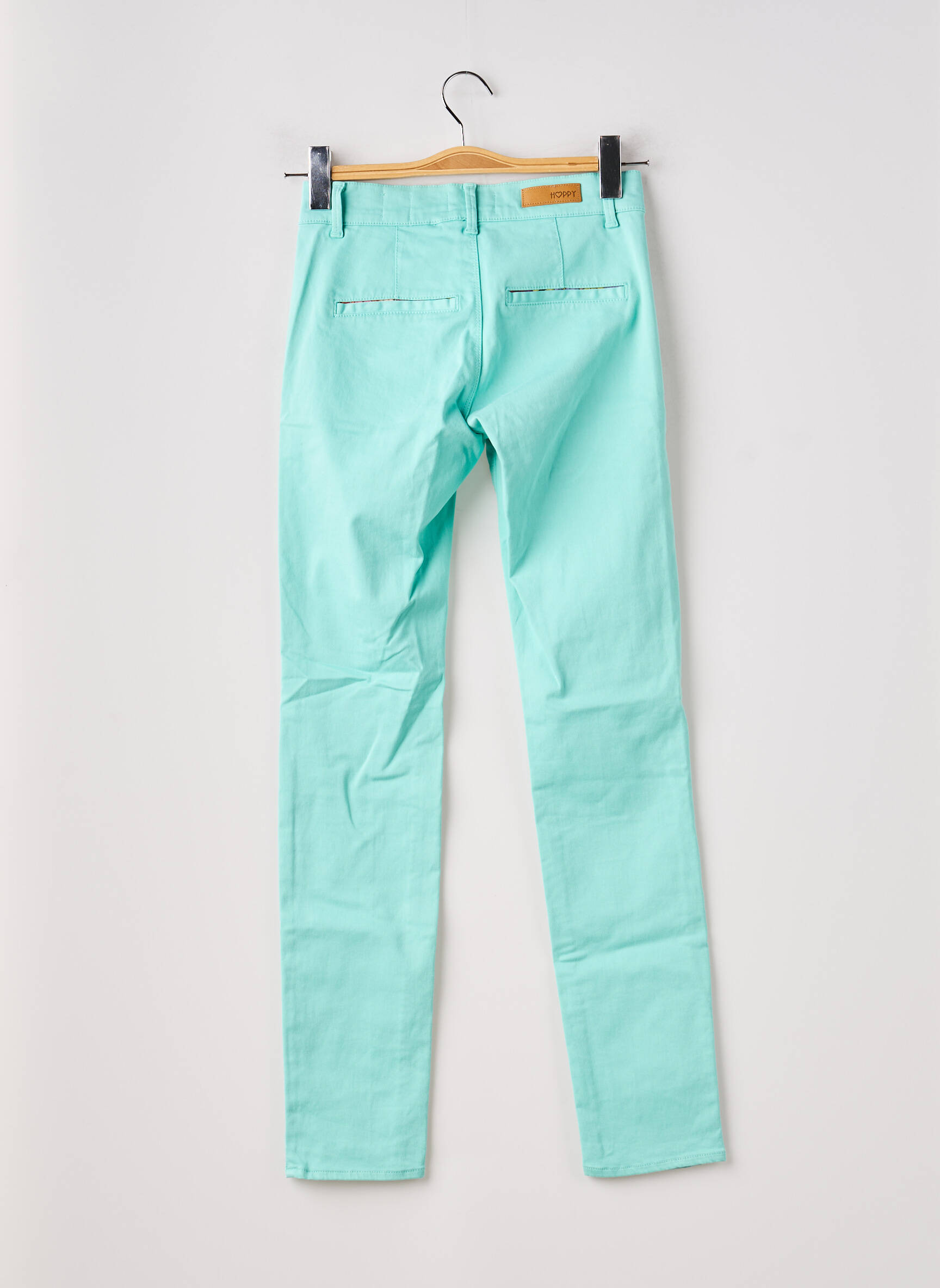 Pantalon chino tissage popeline taille normale bleu HAPPY femme