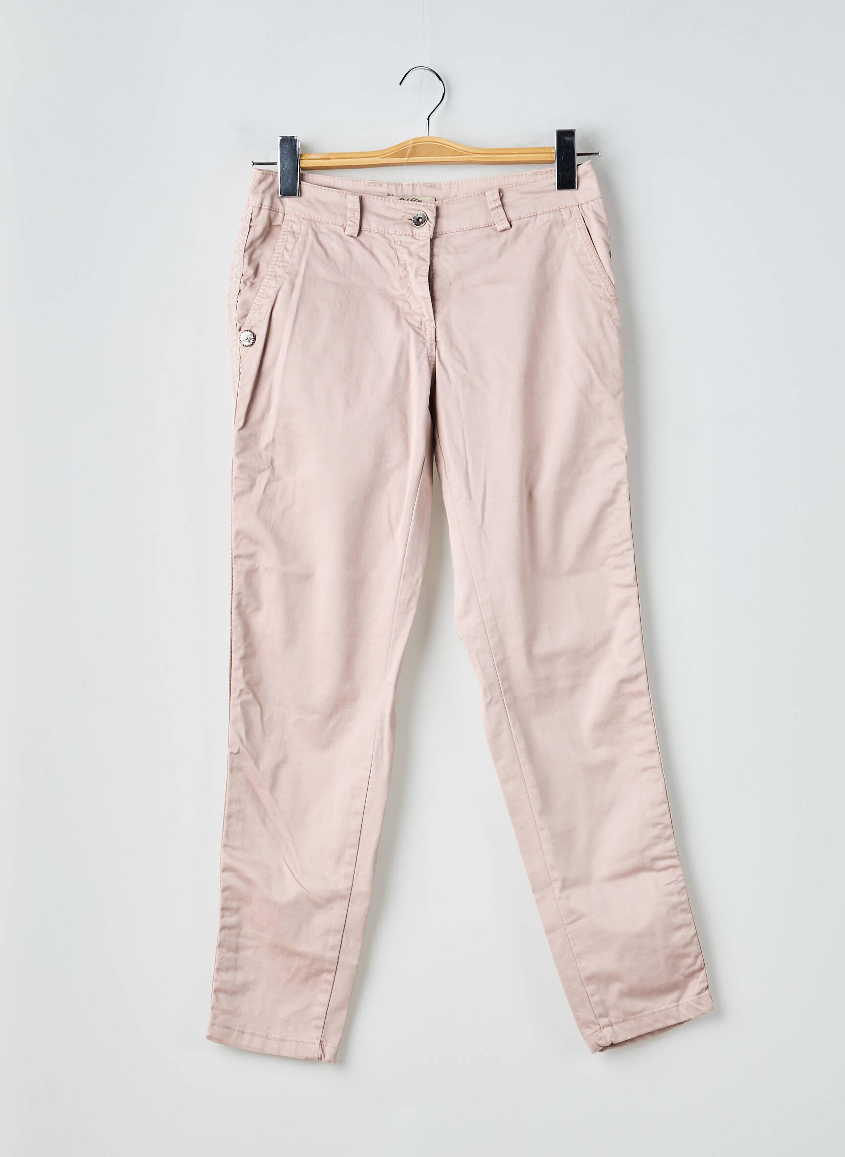 Pantalon chino tissage popeline taille normale rose PAKO LITTO femme