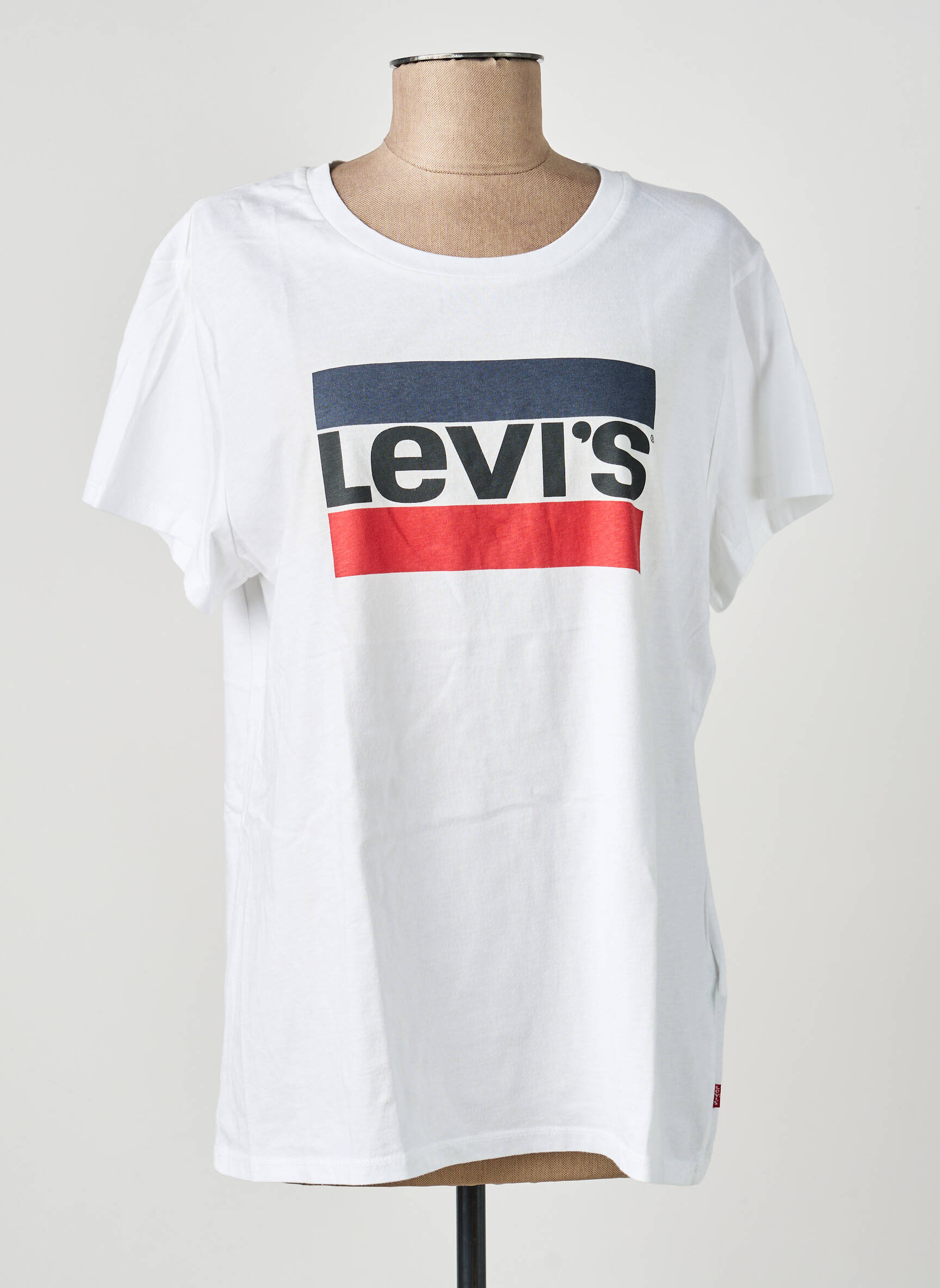 T-shirt sérigraphie floquée manches courtes blanc LEVI'S femme