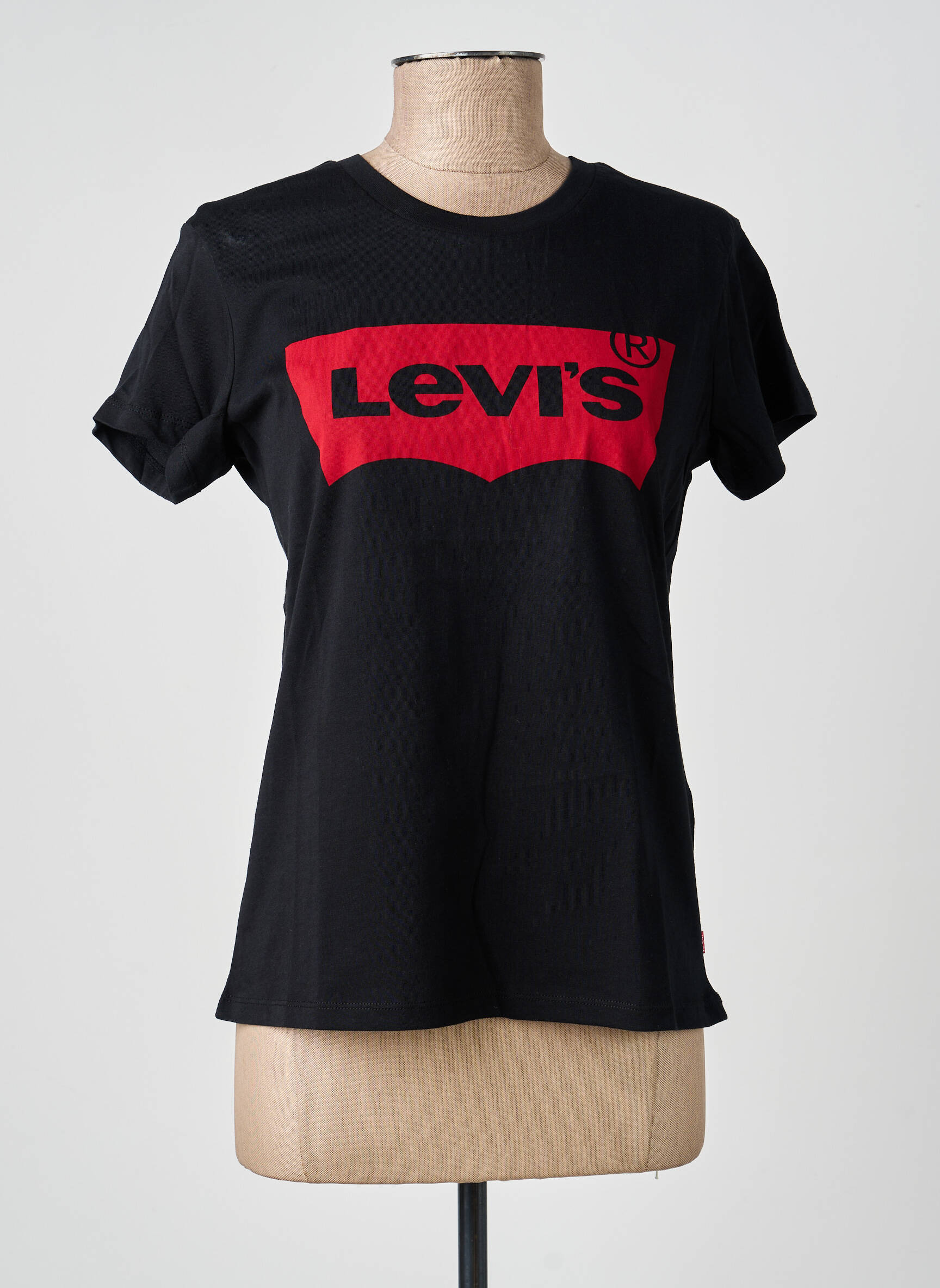 T-shirt sérigraphie floquée manches courtes noir LEVI'S femme