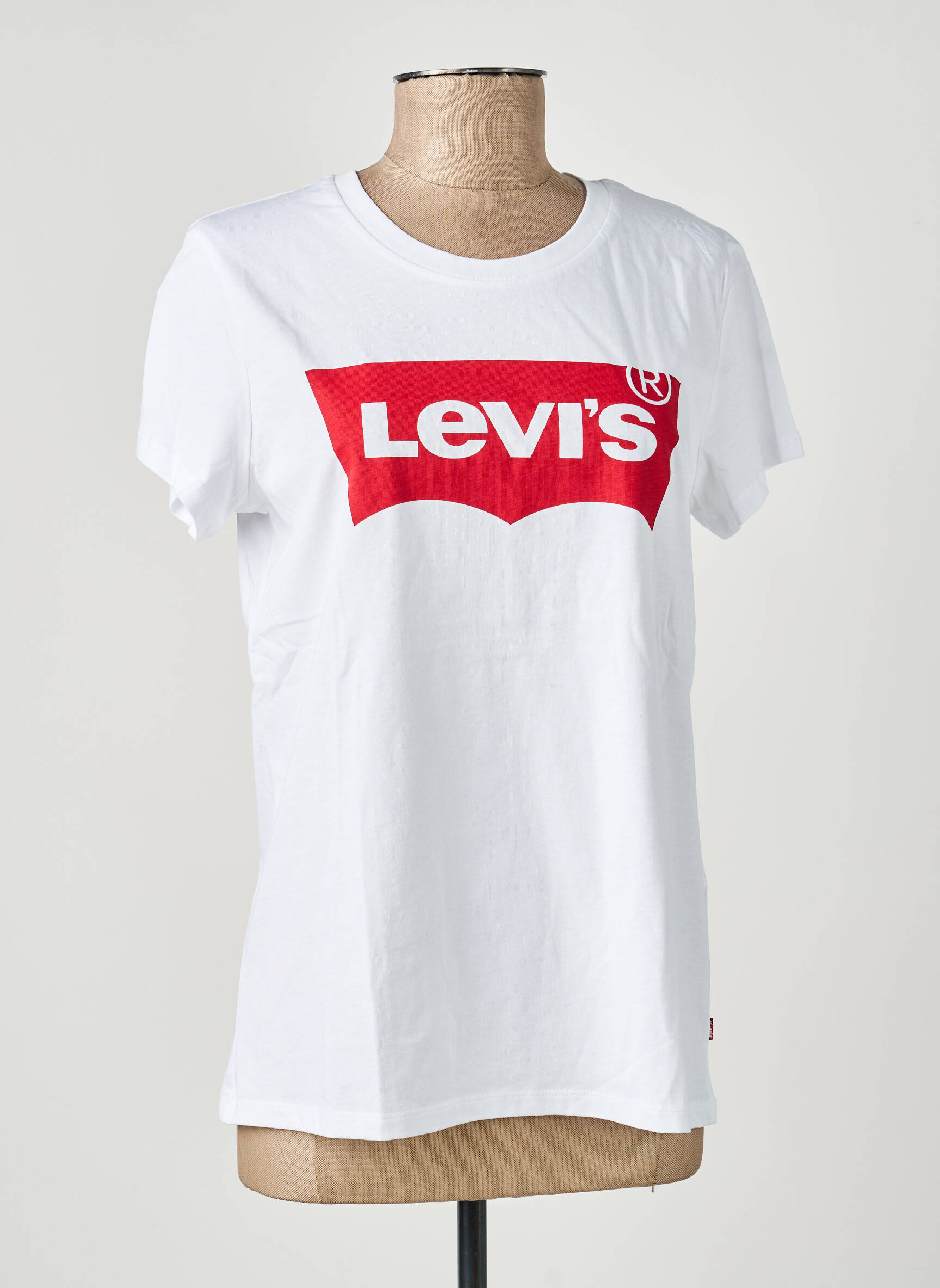 T-shirt sérigraphie floquée manches courtes blanc LEVI'S femme