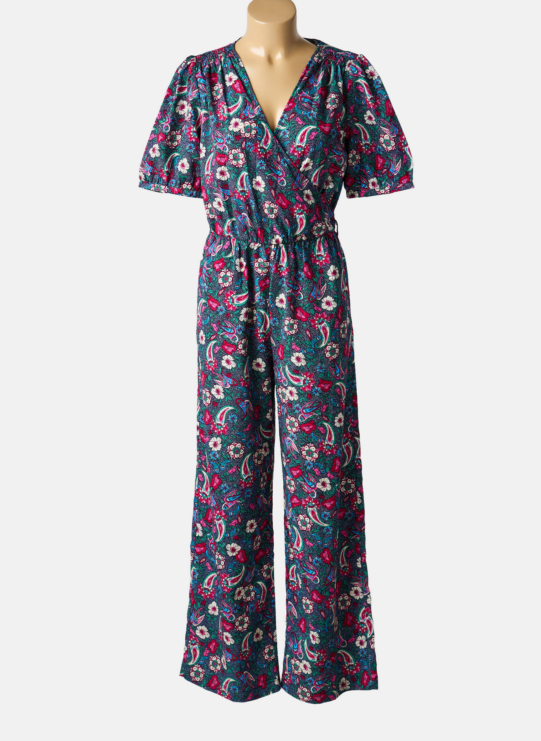 Combi-pantalon fermeture boutonnée au dos manches courtes bleu LA PETITE ETOILE femme
