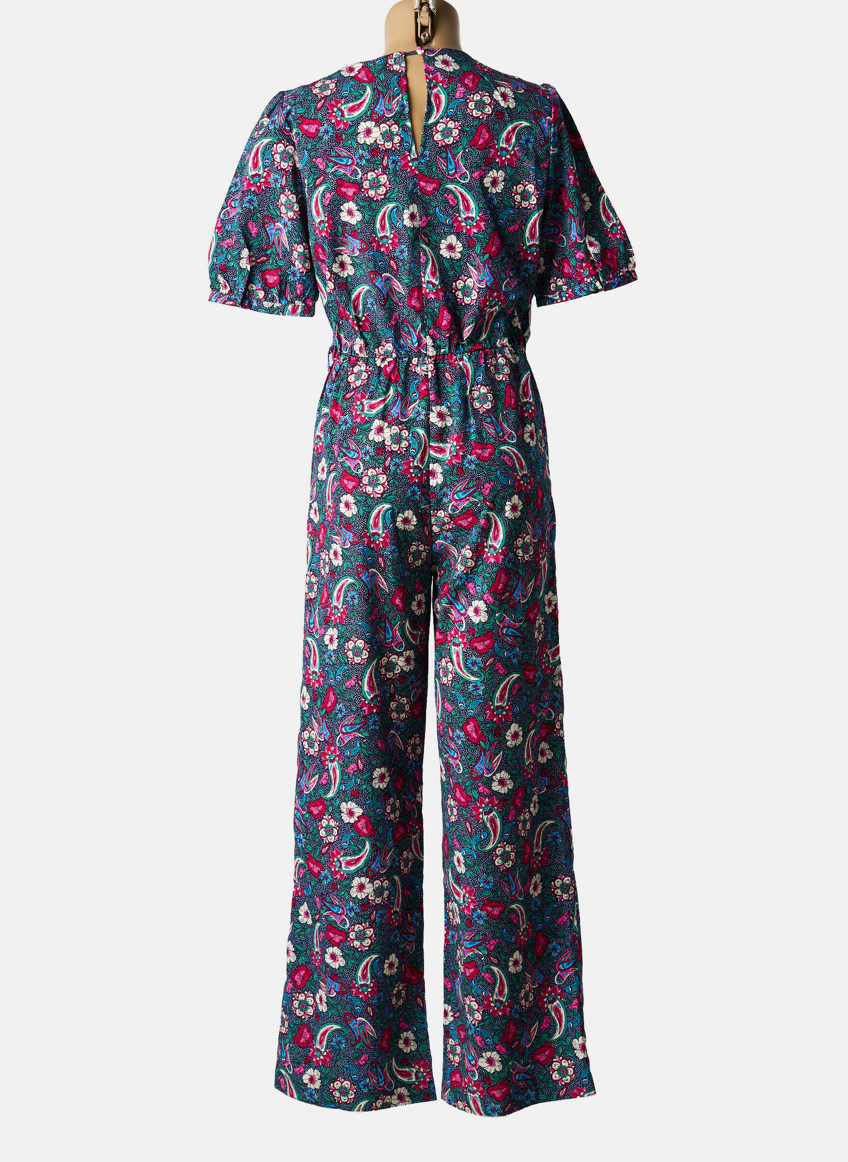 Combi-pantalon fermeture boutonnée au dos manches courtes bleu LA PETITE ETOILE femme