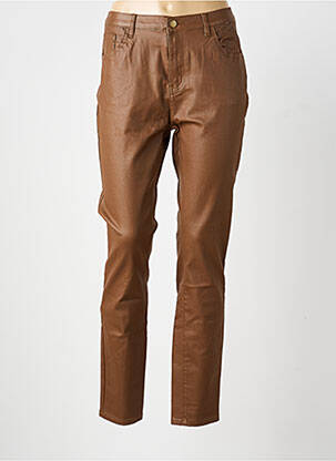 Pantalon slim tissage enduit taille normale marron MOLLY BRACKEN femme