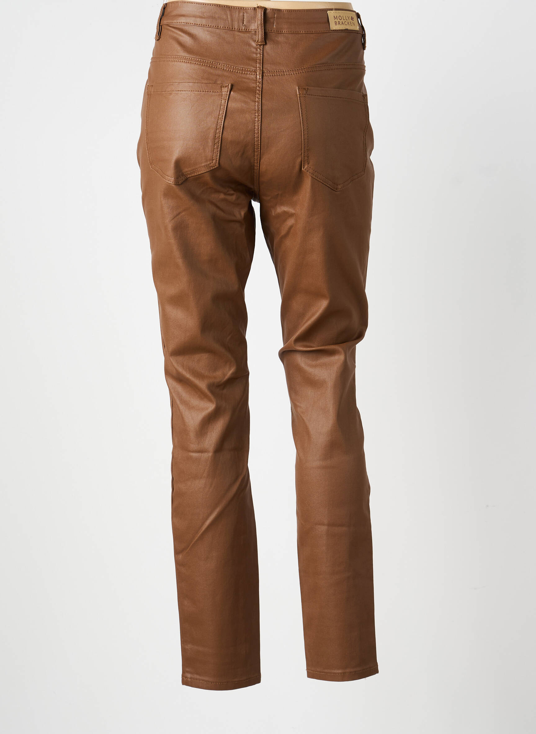 Pantalon slim tissage enduit taille normale marron MOLLY BRACKEN femme