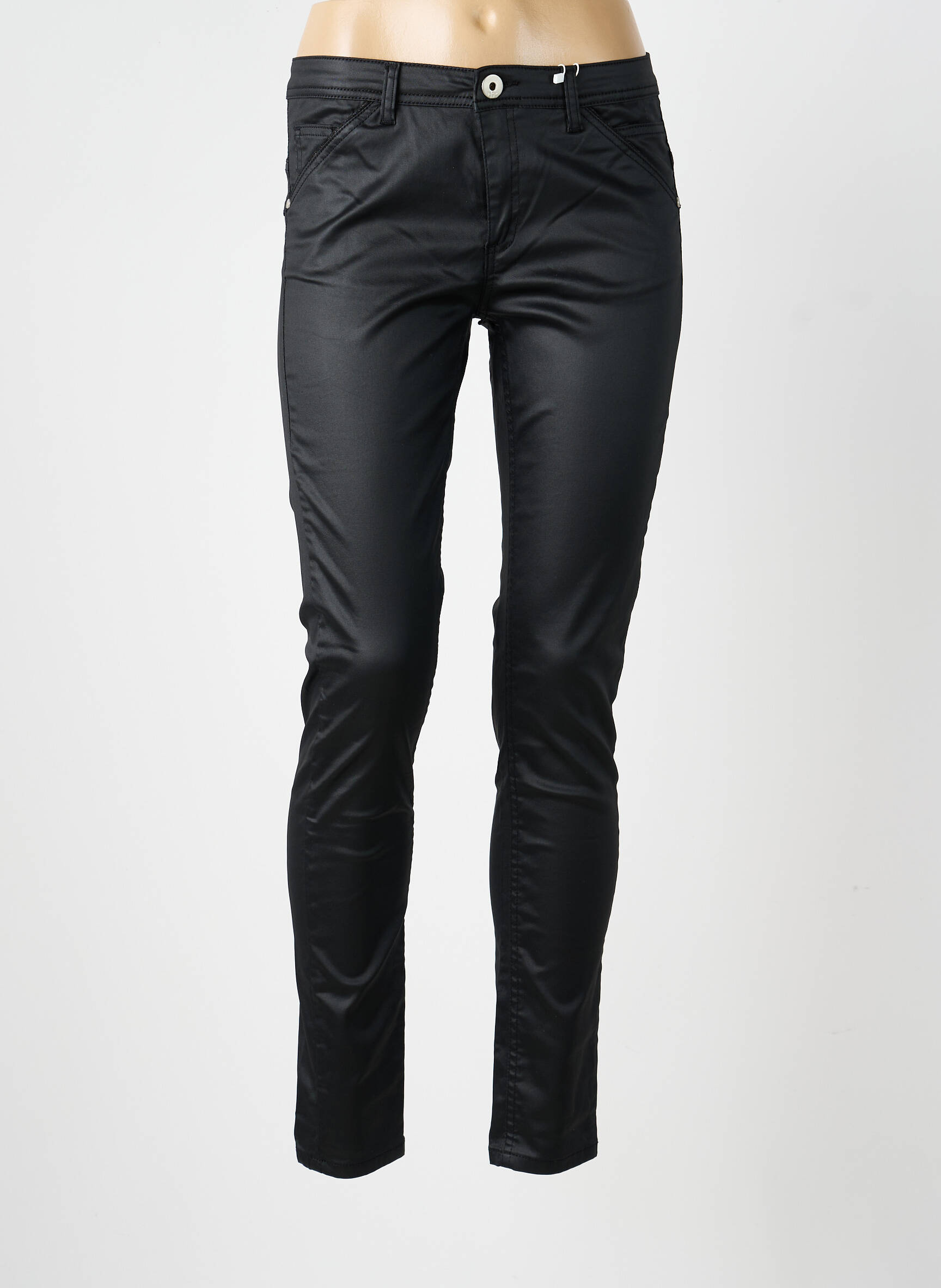 Pantalon slim taille basse taille basse noir TBS femme