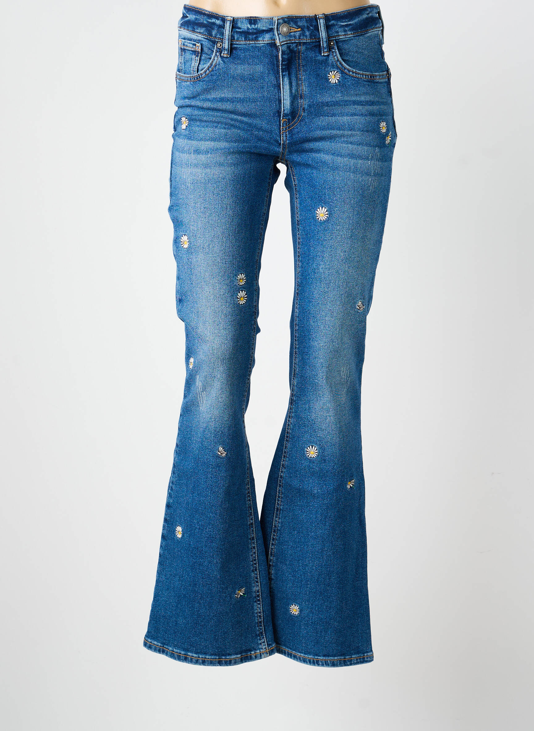 Jean coupe flare stretch bleu DESIGUAL femme