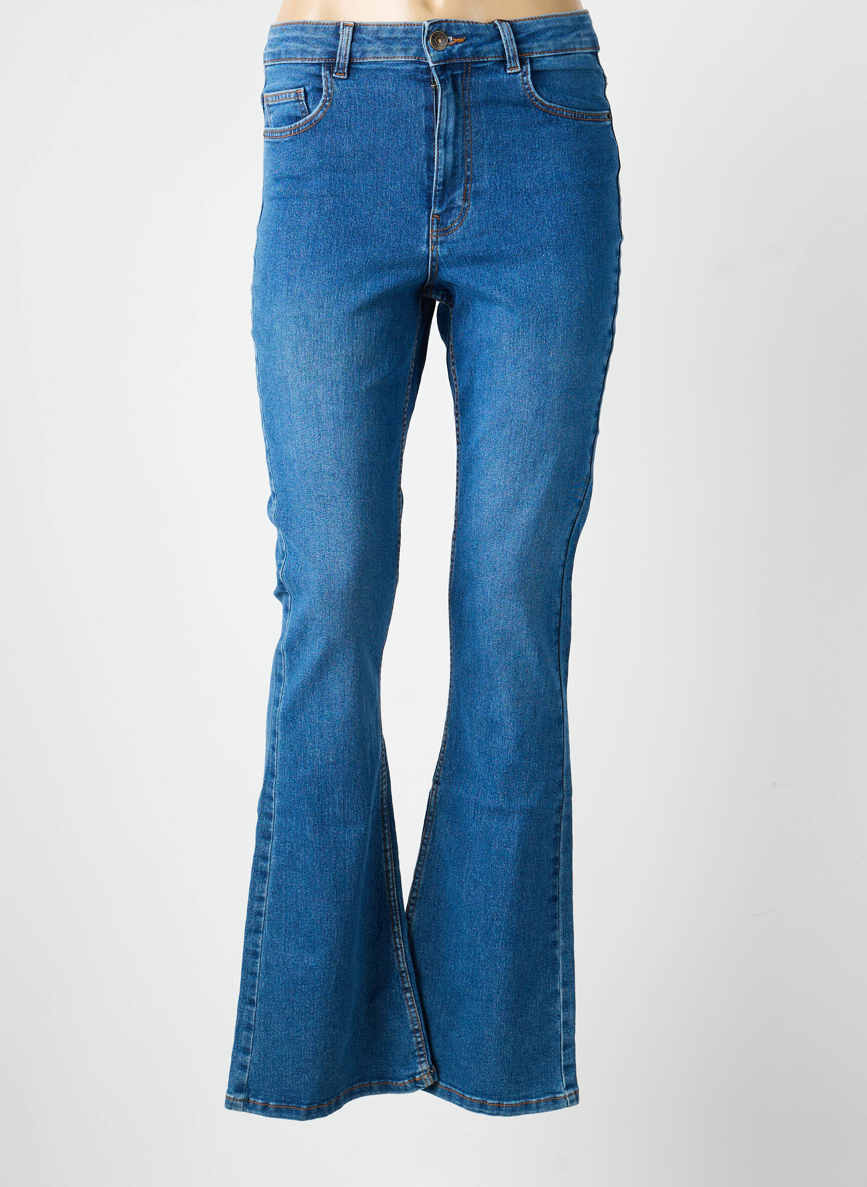 Jean coupe flare stretch taille haute bleu PIECES femme