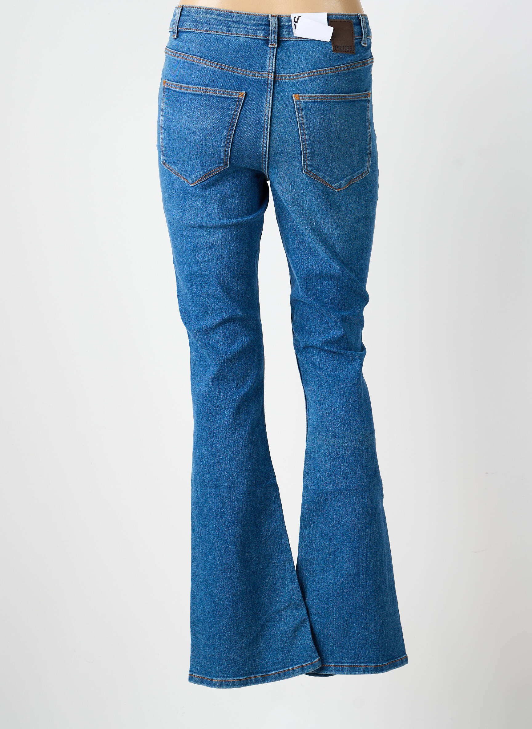 Jean coupe flare stretch taille haute bleu PIECES femme