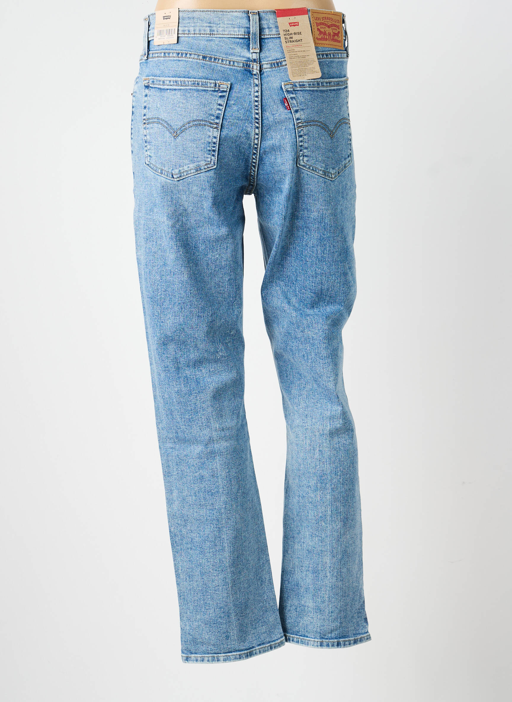 Jeans coupe droite effet usé délavé taille normale bleu LEVI'S femme