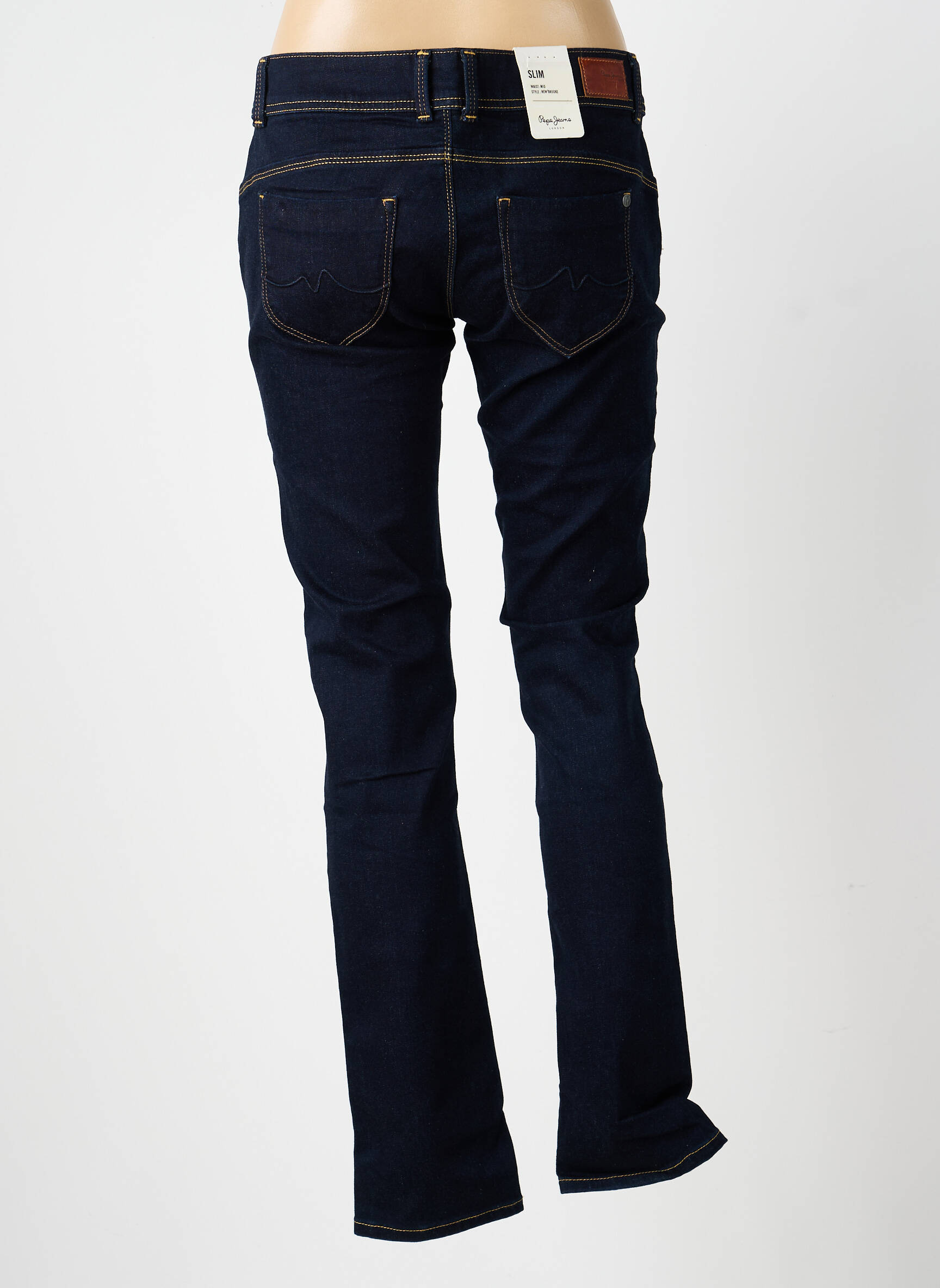 Jeans coupe slim tissage brut taille normale bleu PEPE JEANS femme