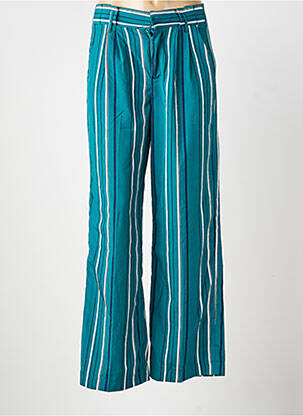 Pantalon large tissage popeline taille haute vert GRACE & MILA femme