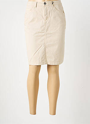 Jupe mi-longue coupe droite beige TBS femme