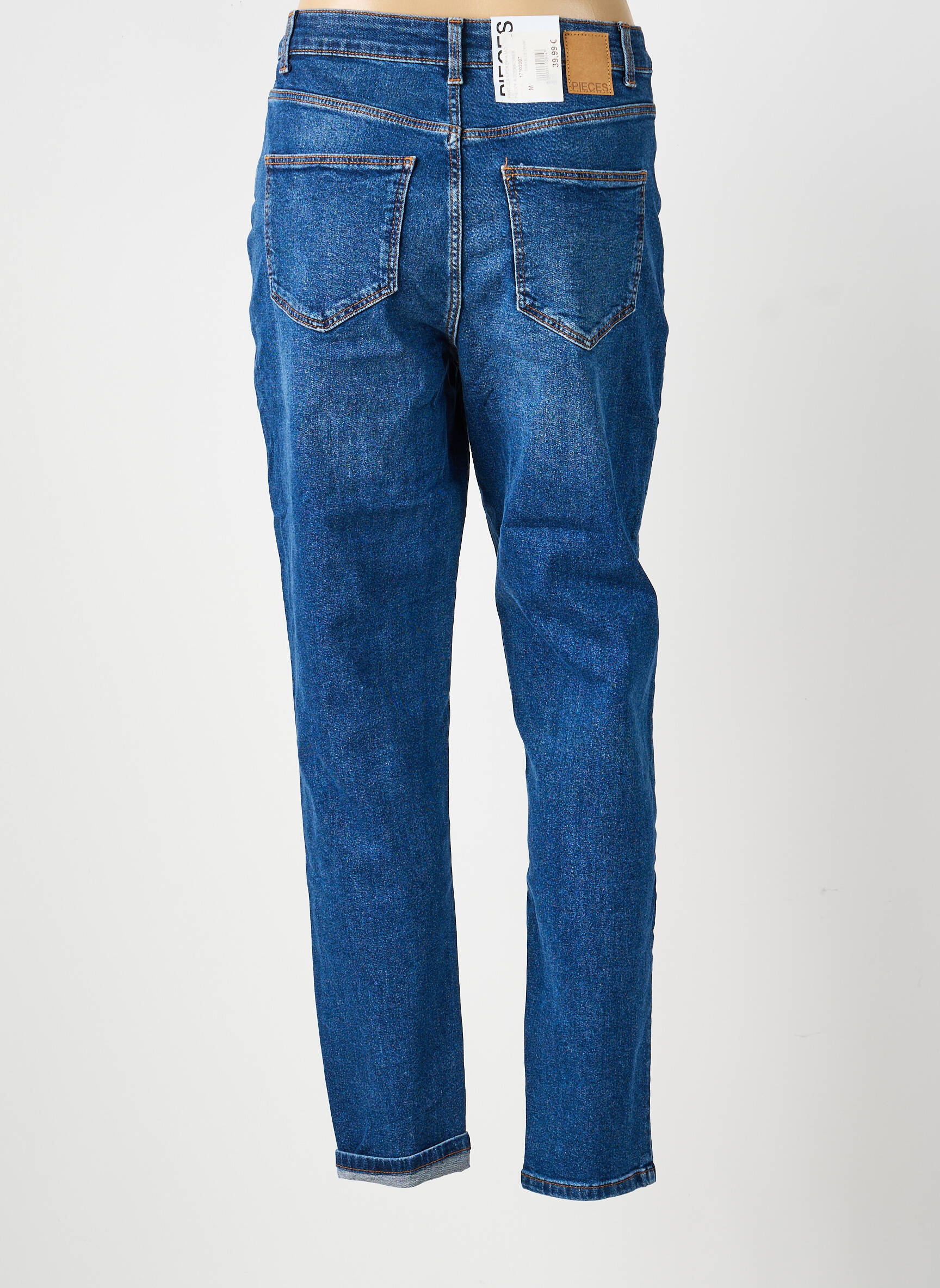Jean coupe mom poches taille haute bleu PIECES femme
