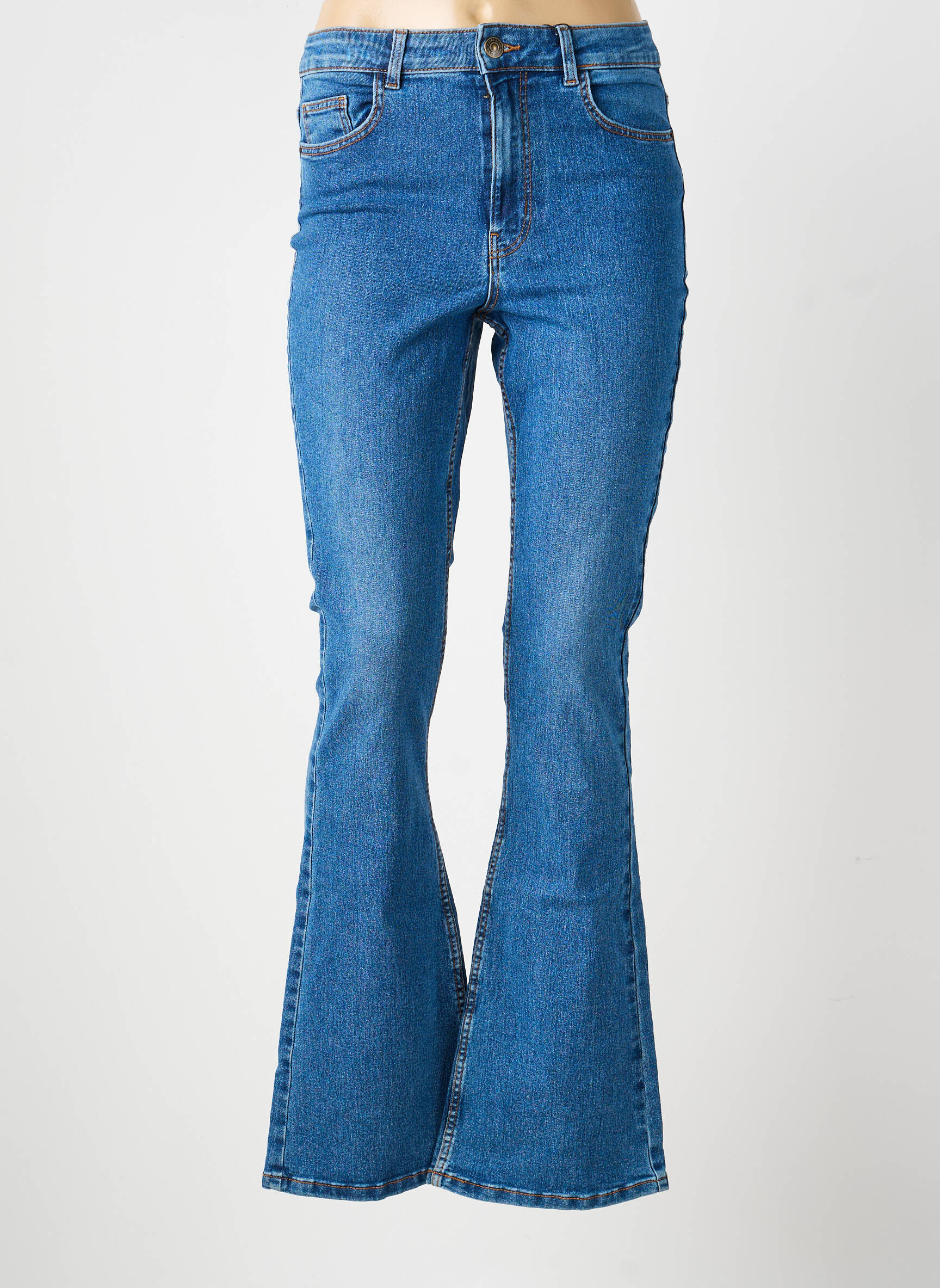 Jean coupe flare stretch taille haute bleu PIECES femme