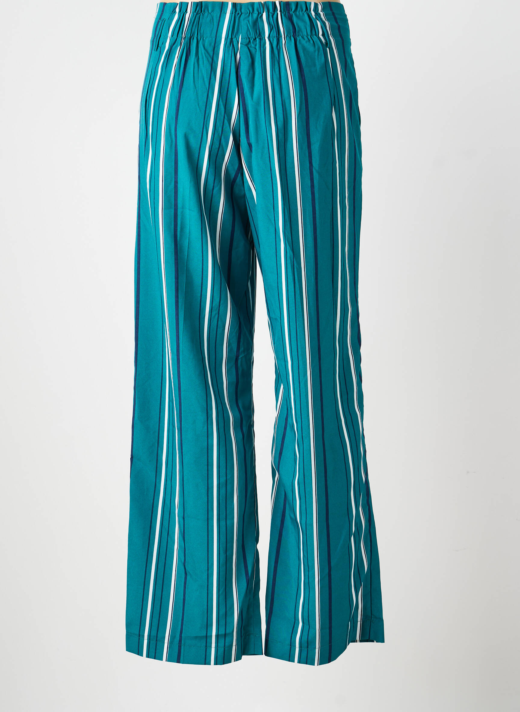 Pantalon large tissage popeline taille haute vert GRACE & MILA femme