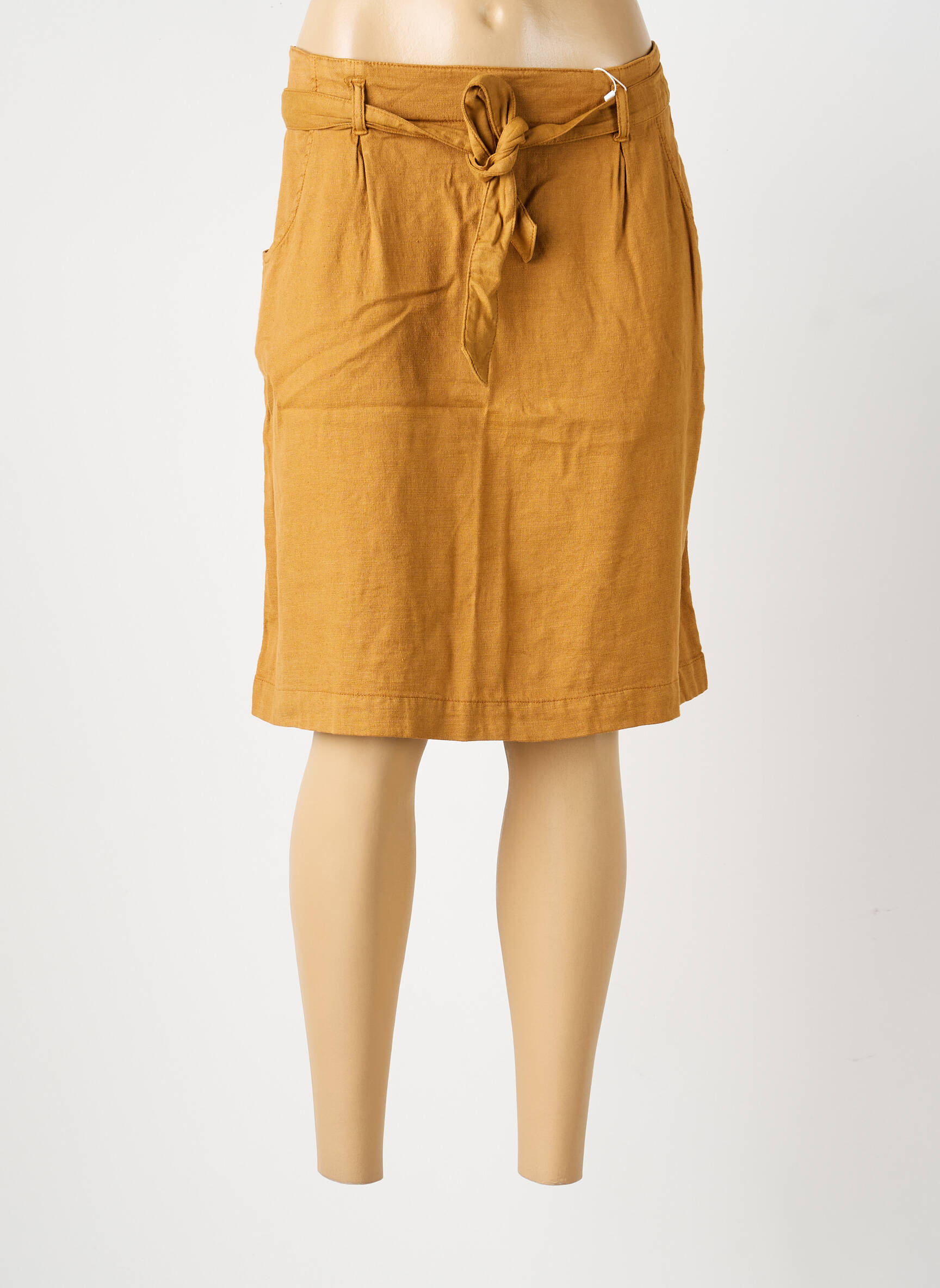 Jupe mi-longue coupe droite jaune TBS femme