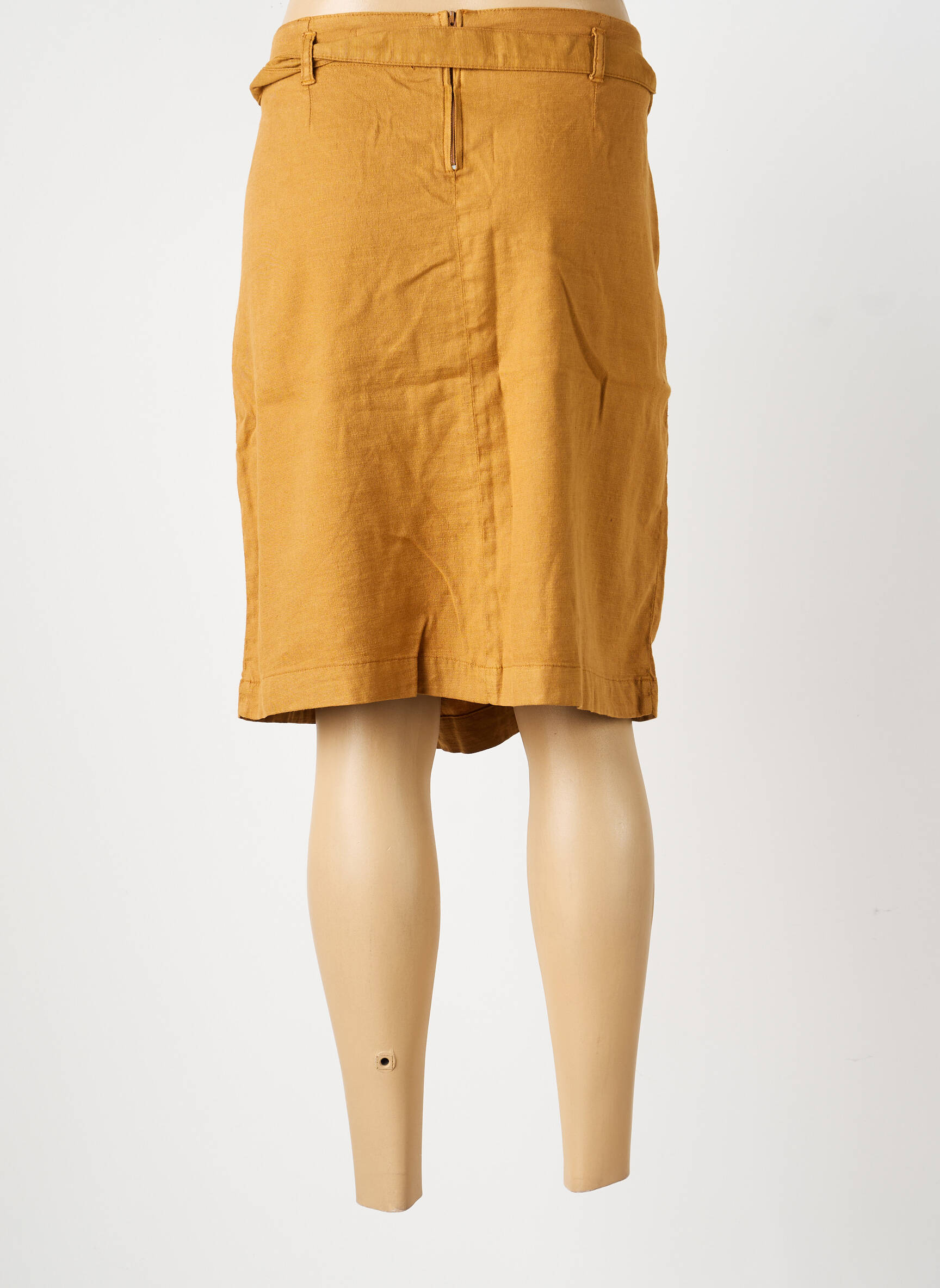 Jupe mi-longue coupe droite jaune TBS femme