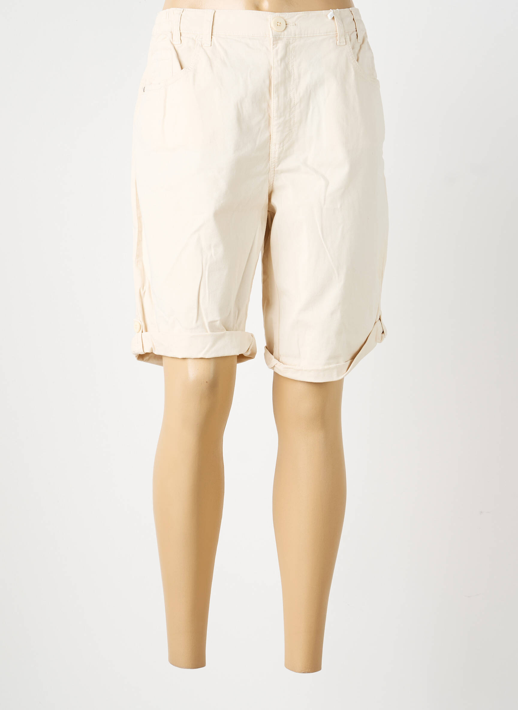 Bermuda taille élastique taille normale beige TBS femme