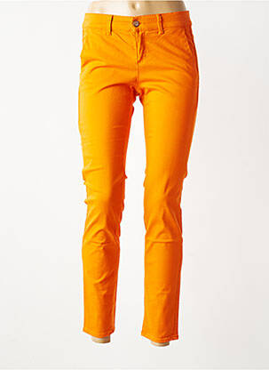 Pantalon chino tissage popeline taille normale orange HAPPY femme
