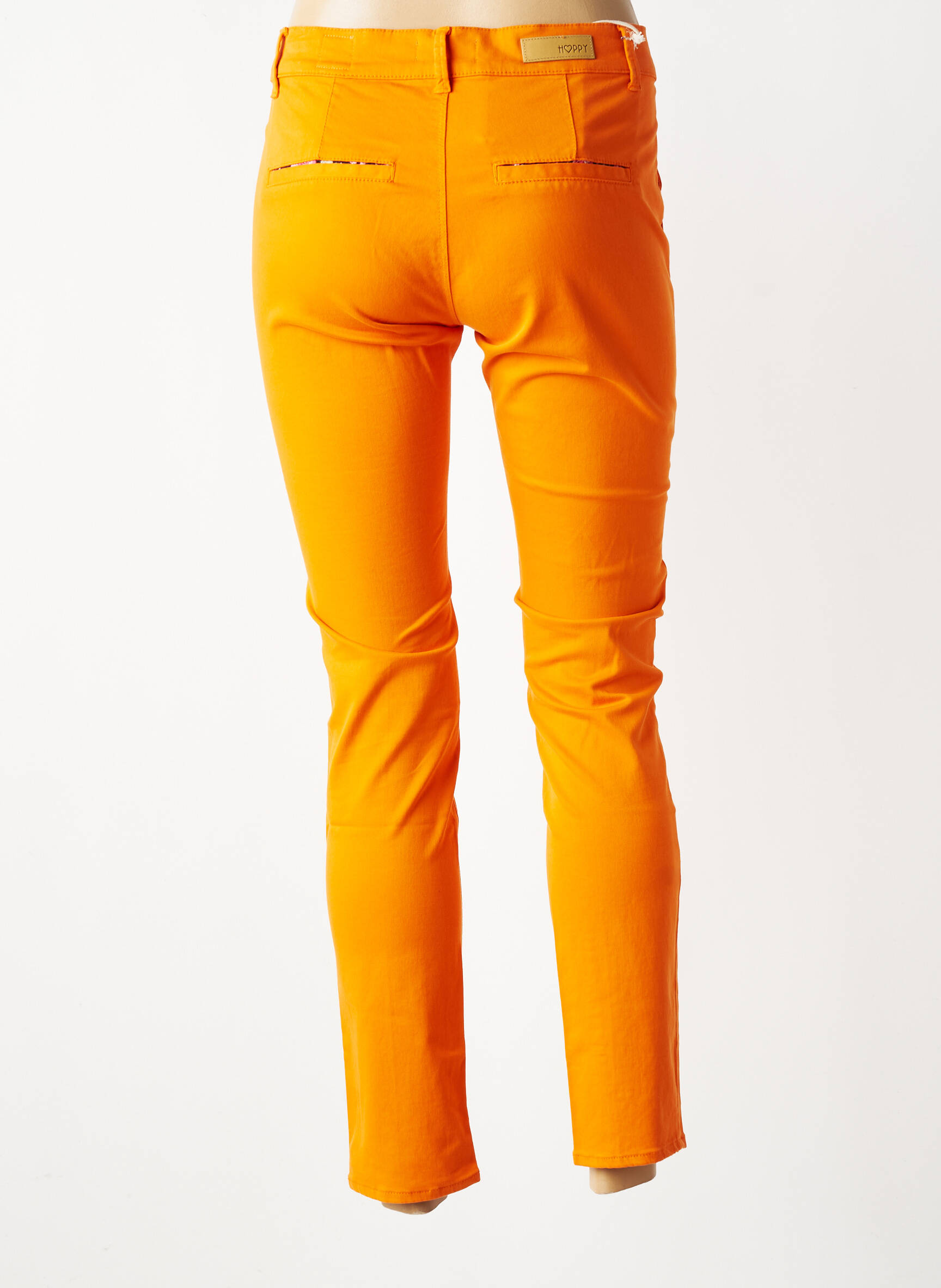 Pantalon chino tissage popeline taille normale orange HAPPY femme
