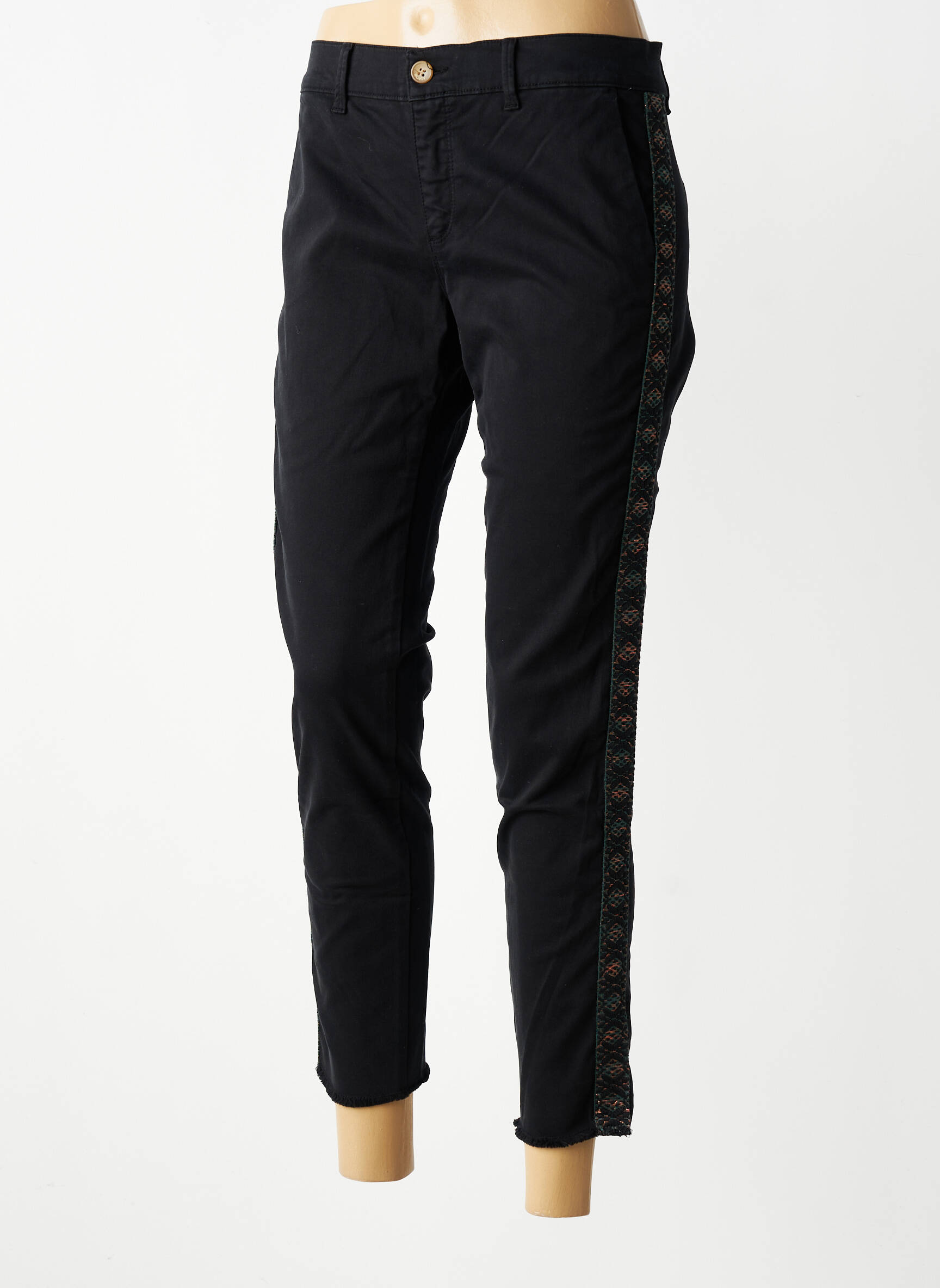 Pantalon 7/8 stretch taille normale noir HAPPY femme