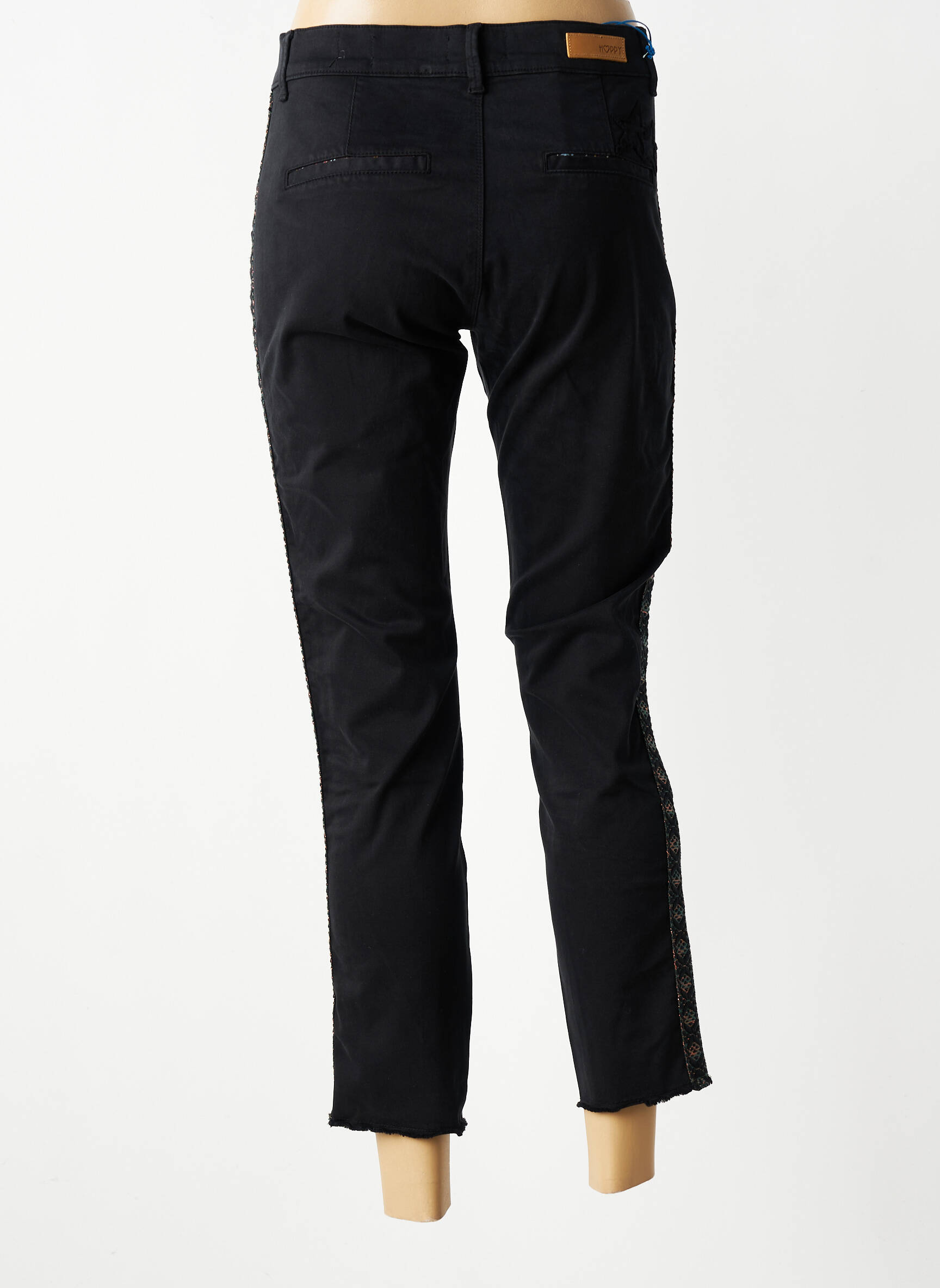 Pantalon 7/8 stretch taille normale noir HAPPY femme